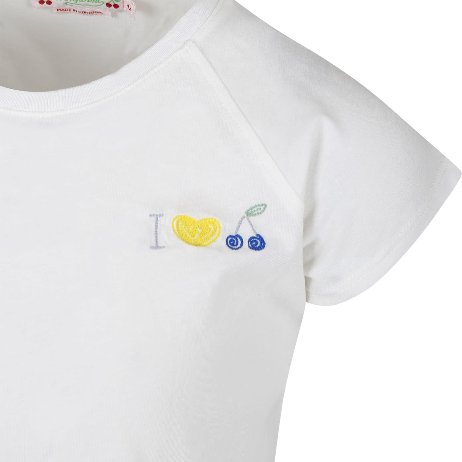 Shop Bonpoint White T-shirt For Girl With Embroidery