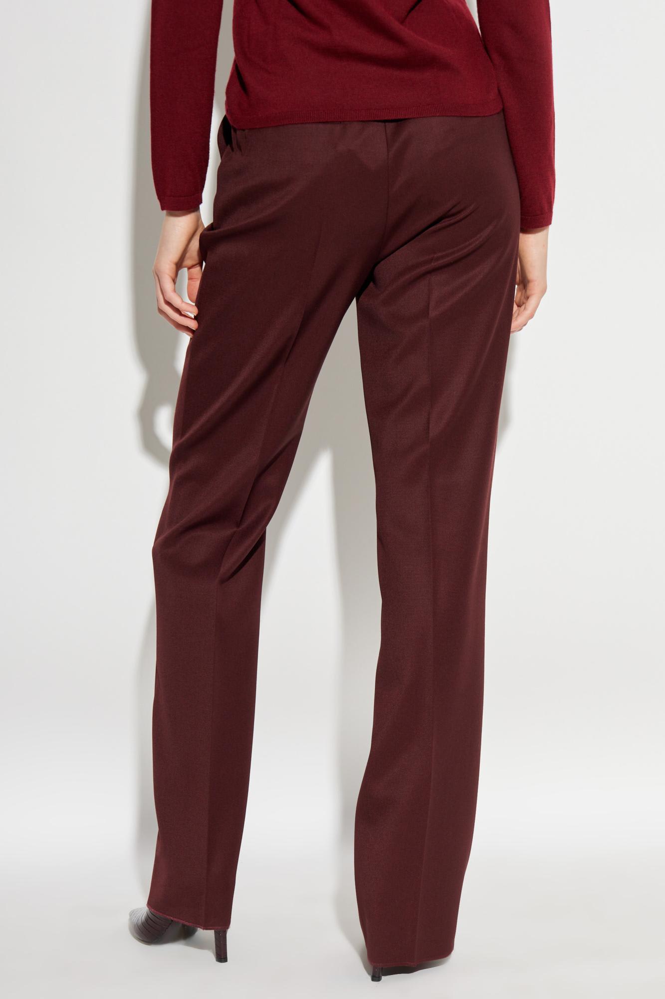 Max Mara Cannes Trousers In Virgin Wool In Red