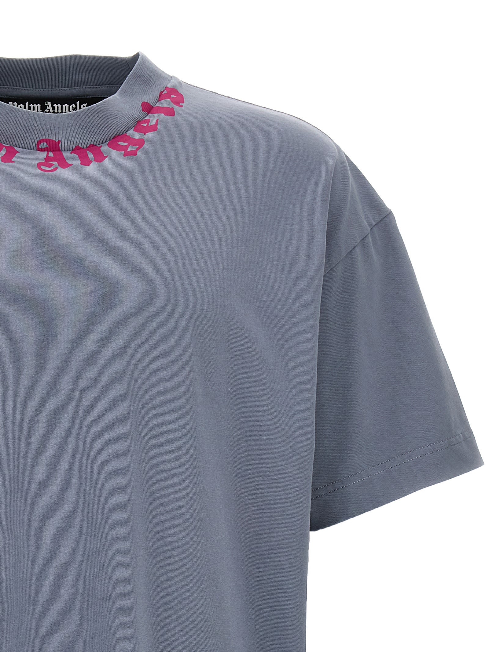 Shop Palm Angels Neck Logo T-shirt In Gray