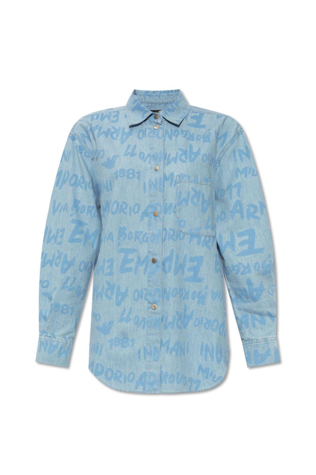 Shop Emporio Armani Denim Shirt In Clear Blue