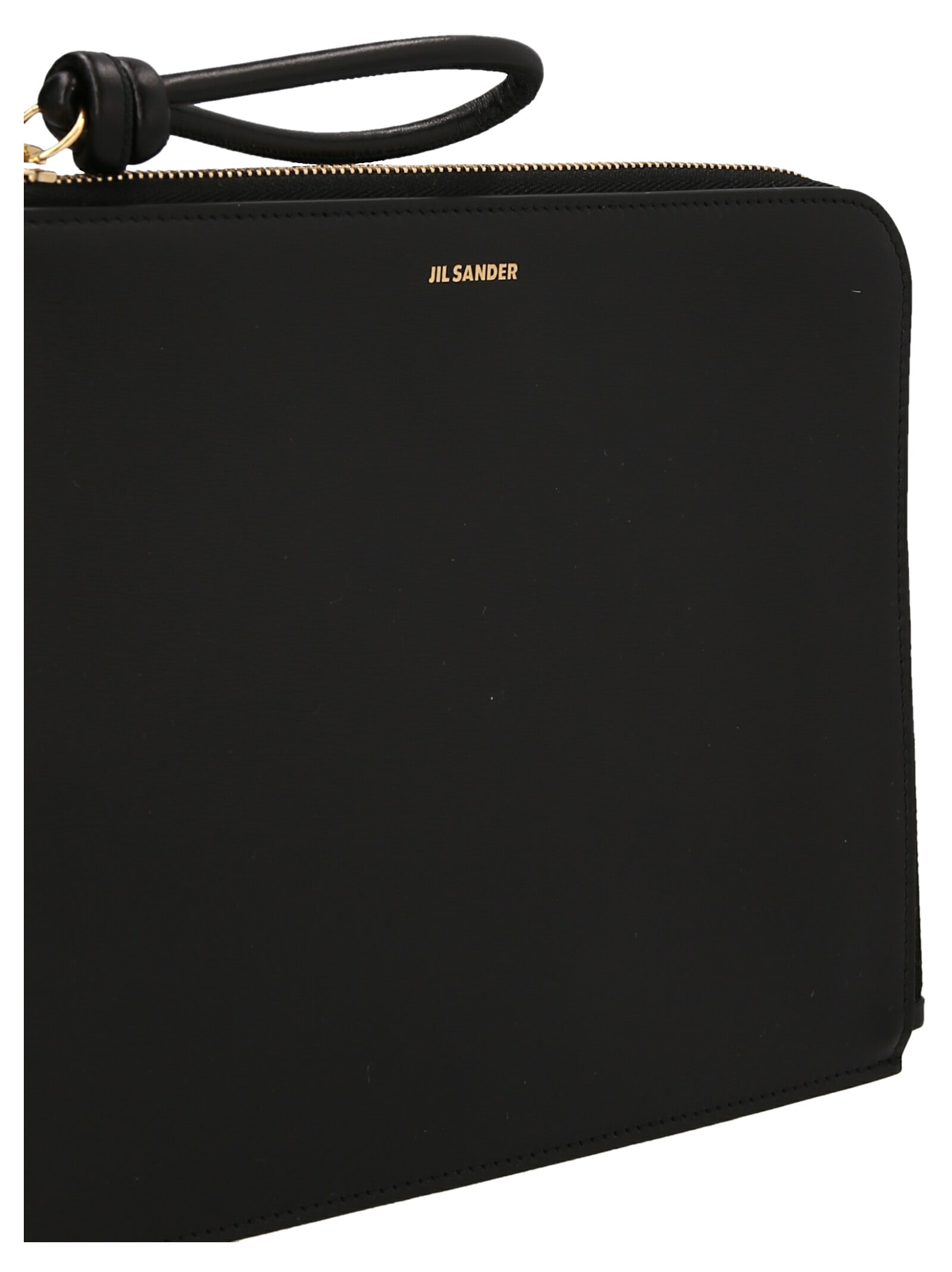 Shop Jil Sander Logo Leather Clutch In Black