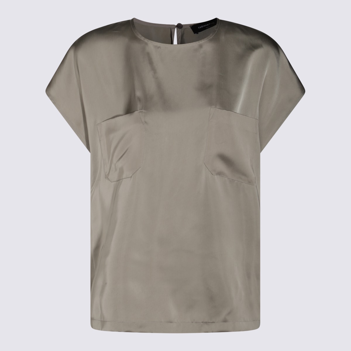 Fabiana Filippi Satin Top Sleeves Keyhole Back In Argilla