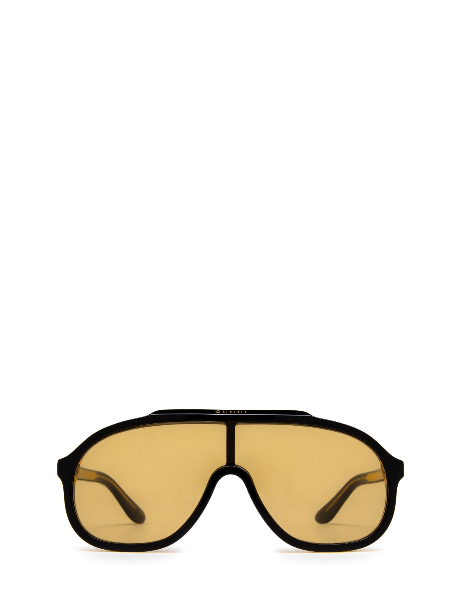 Gucci Shield Sunglasses In Black / Yellow | ModeSens