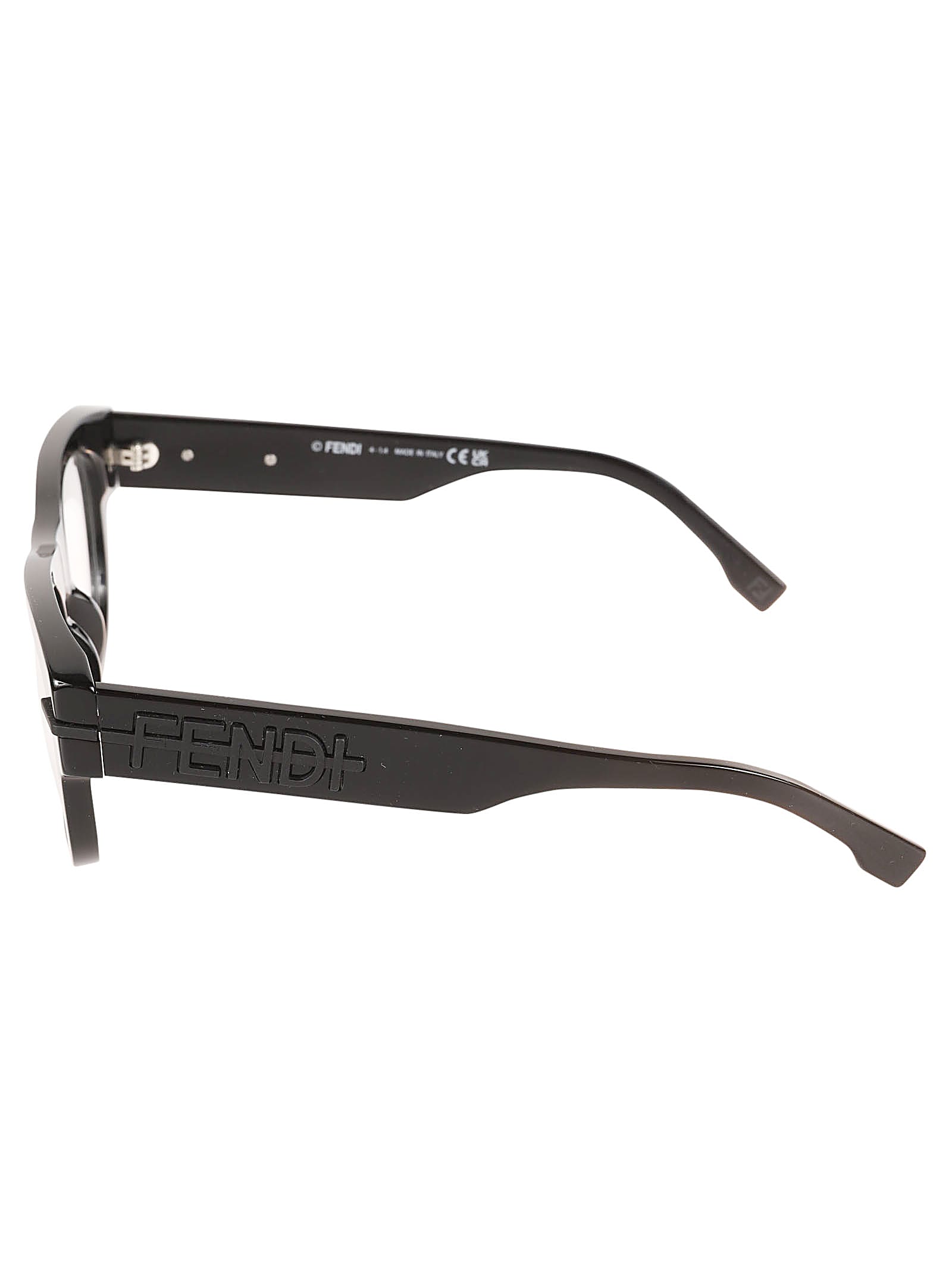 Shop Fendi Logo Embossed Glasses In 001 - Black