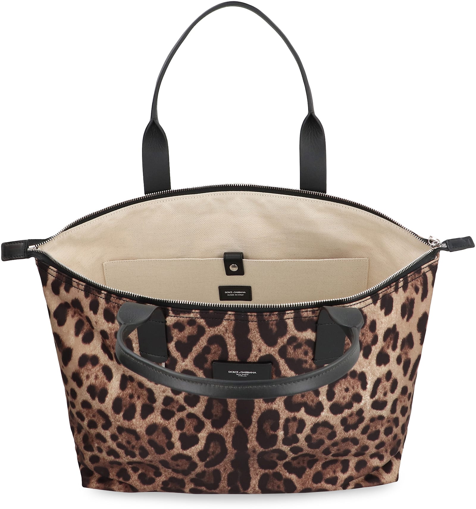 Dolce & Gabbana Nylon Shopper Bag In Animalier