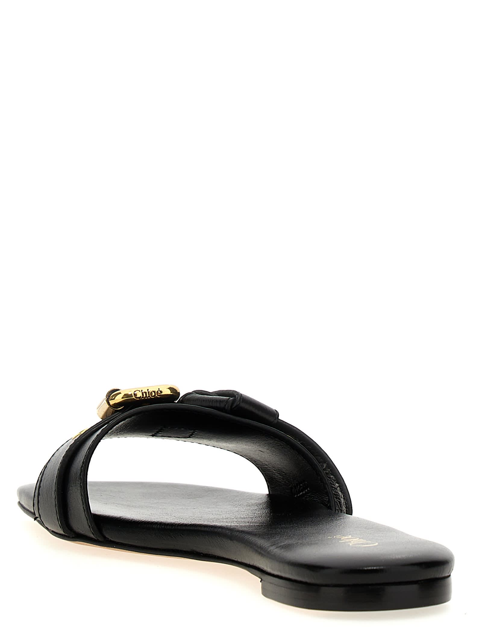 Chloé Mae Knotted-strap Leather Flat Sandals In Black