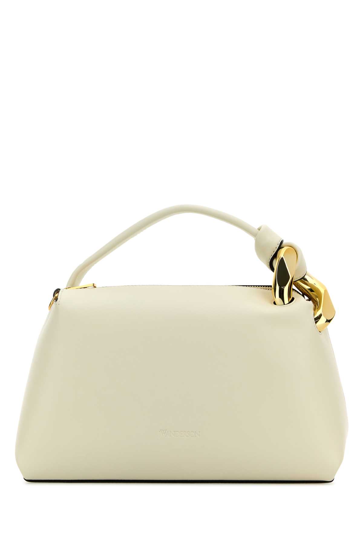 Shop Jw Anderson White Leather Medium Jwa Corner Handbag In Offwhite