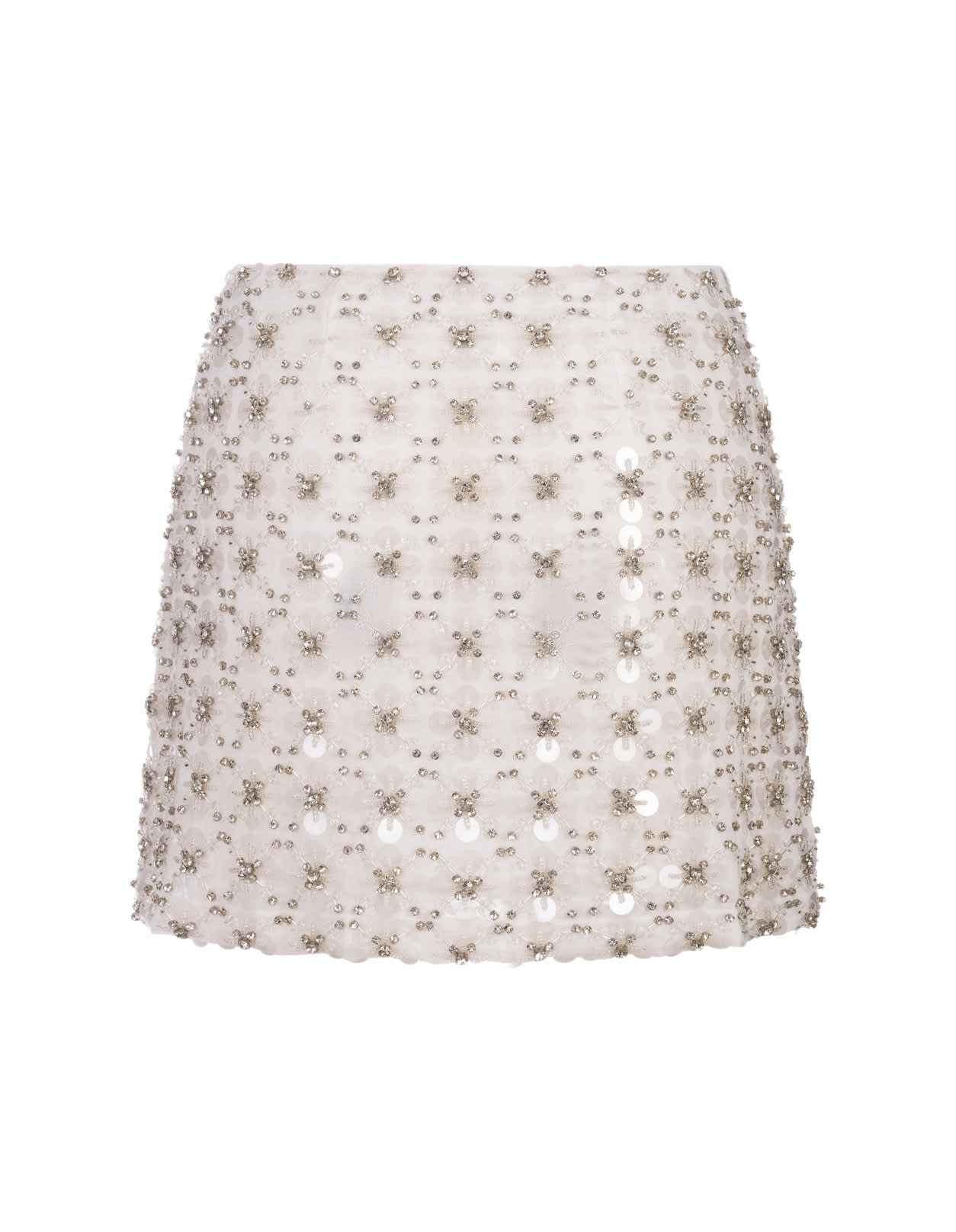 Shop P.a.r.o.s.h White Full Sequins Ginny Mini Skirt