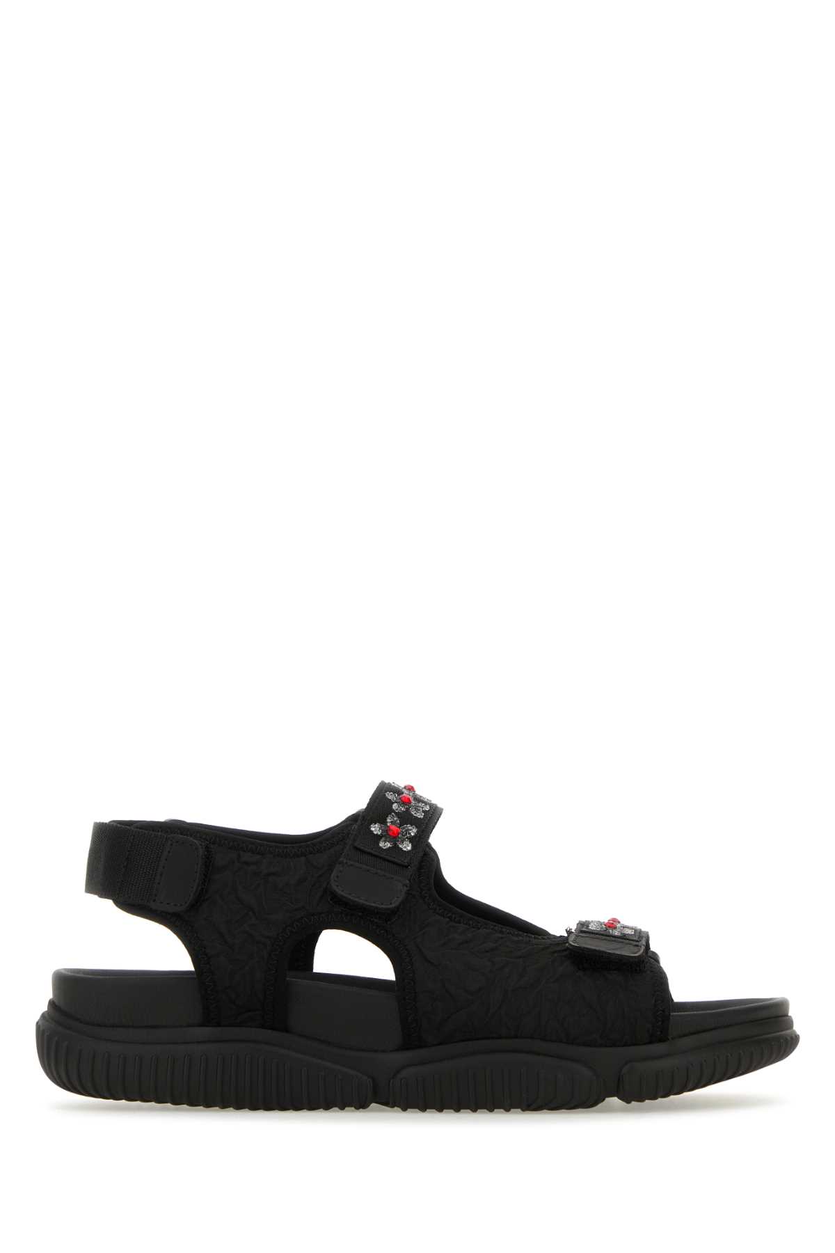 Cecilie Bahnsen Black Fabric Sandals In Blackred