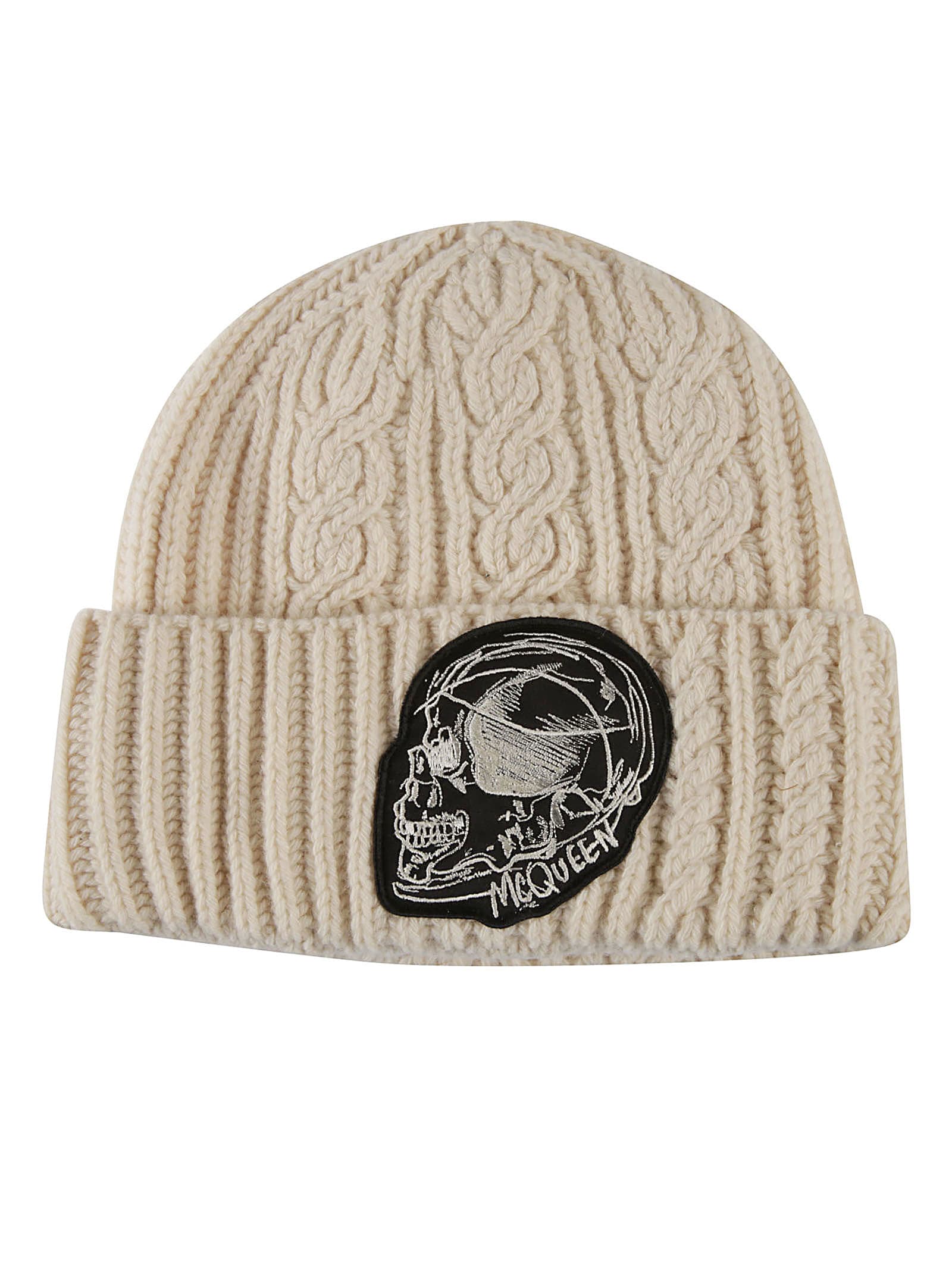 Alexander McQueen Painted Skull Cable Hat