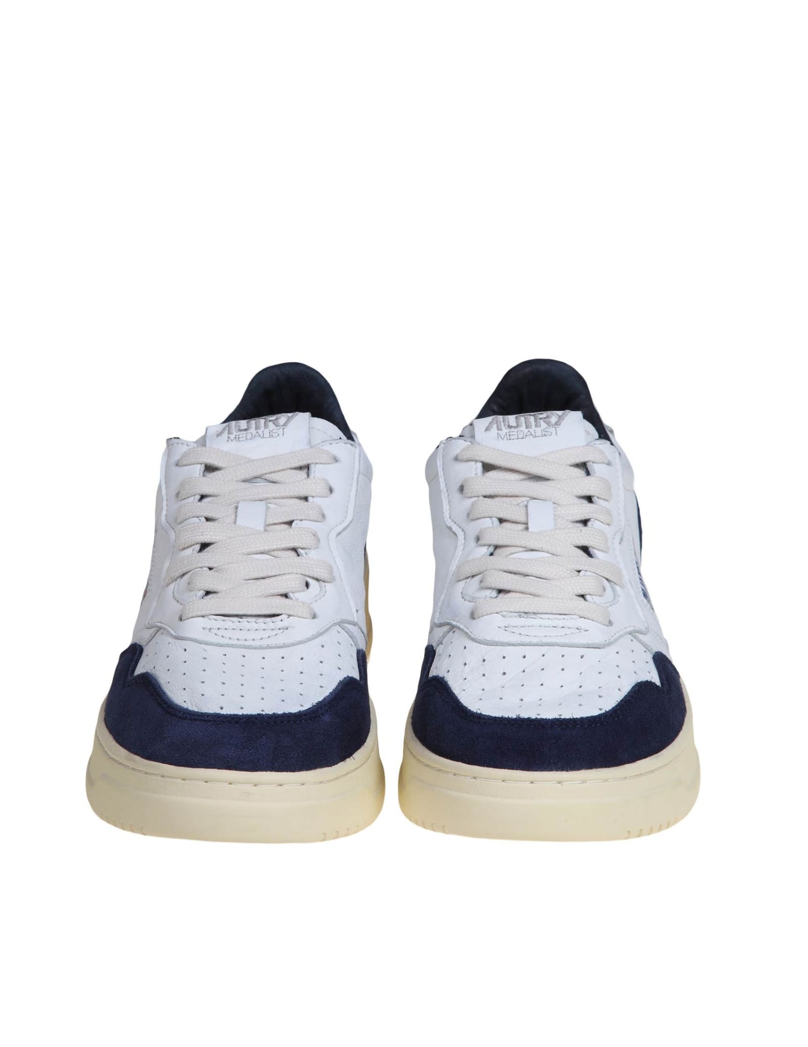 Shop Autry Medalist Sneakers In White And Blue Leather