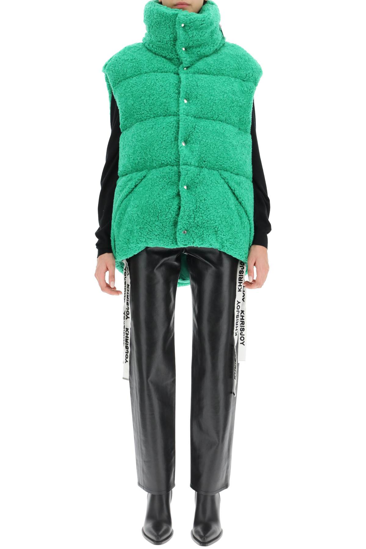 Shop Khrisjoy Padded Fleece Vest In Light Green (green)