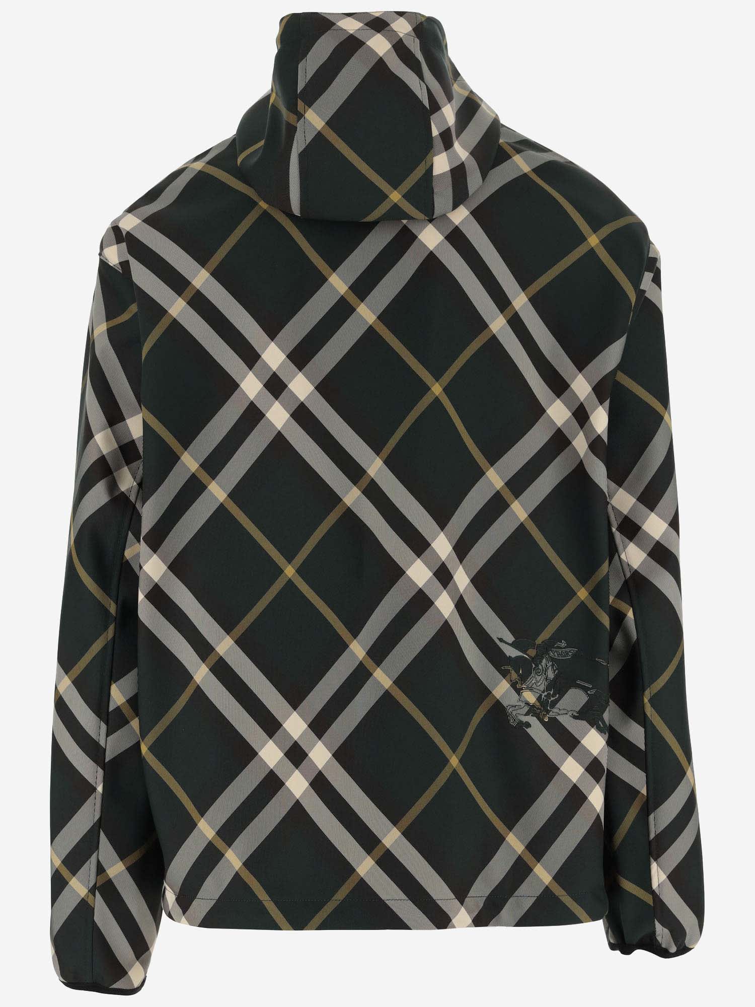 Shop Burberry Nylon Jacket With Check Pattern In Red