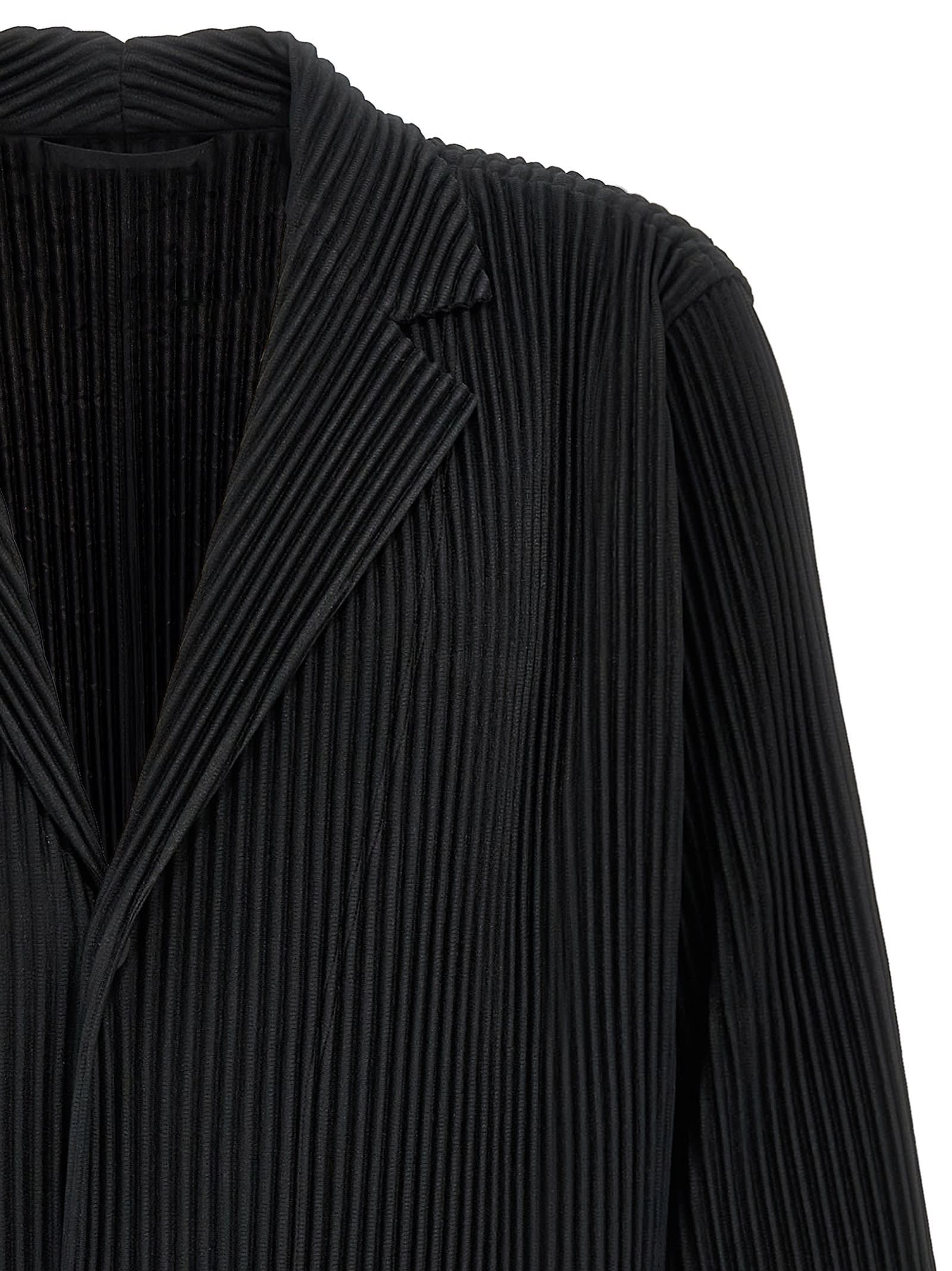 Issey Miyake Single-breasted Pleated Coat Coats And Trench Coats Black In Black