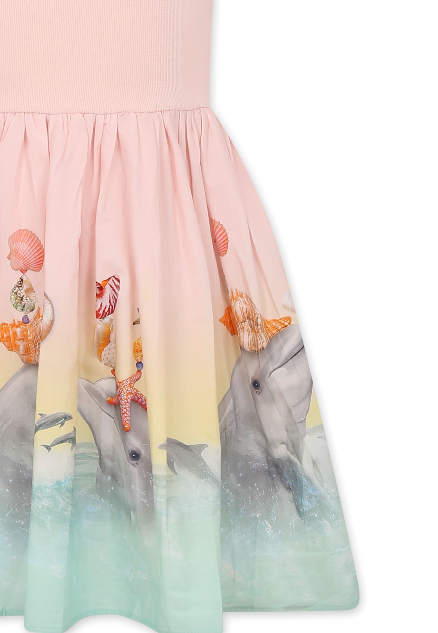 Molo Pink Dress For Girl With Dolphins In Pink