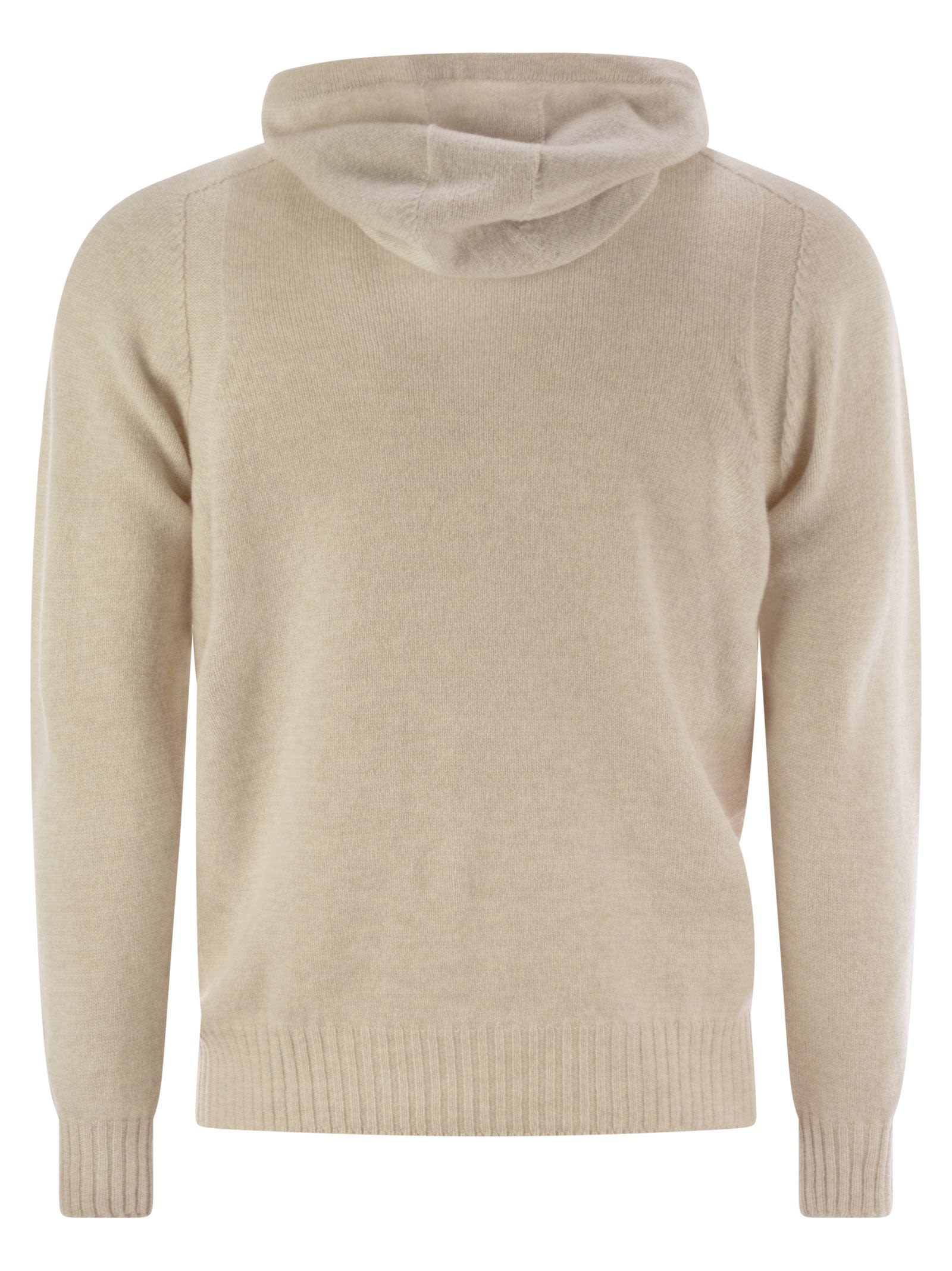 Tagliatore Virgin Wool Sweater With Hood In Cream
