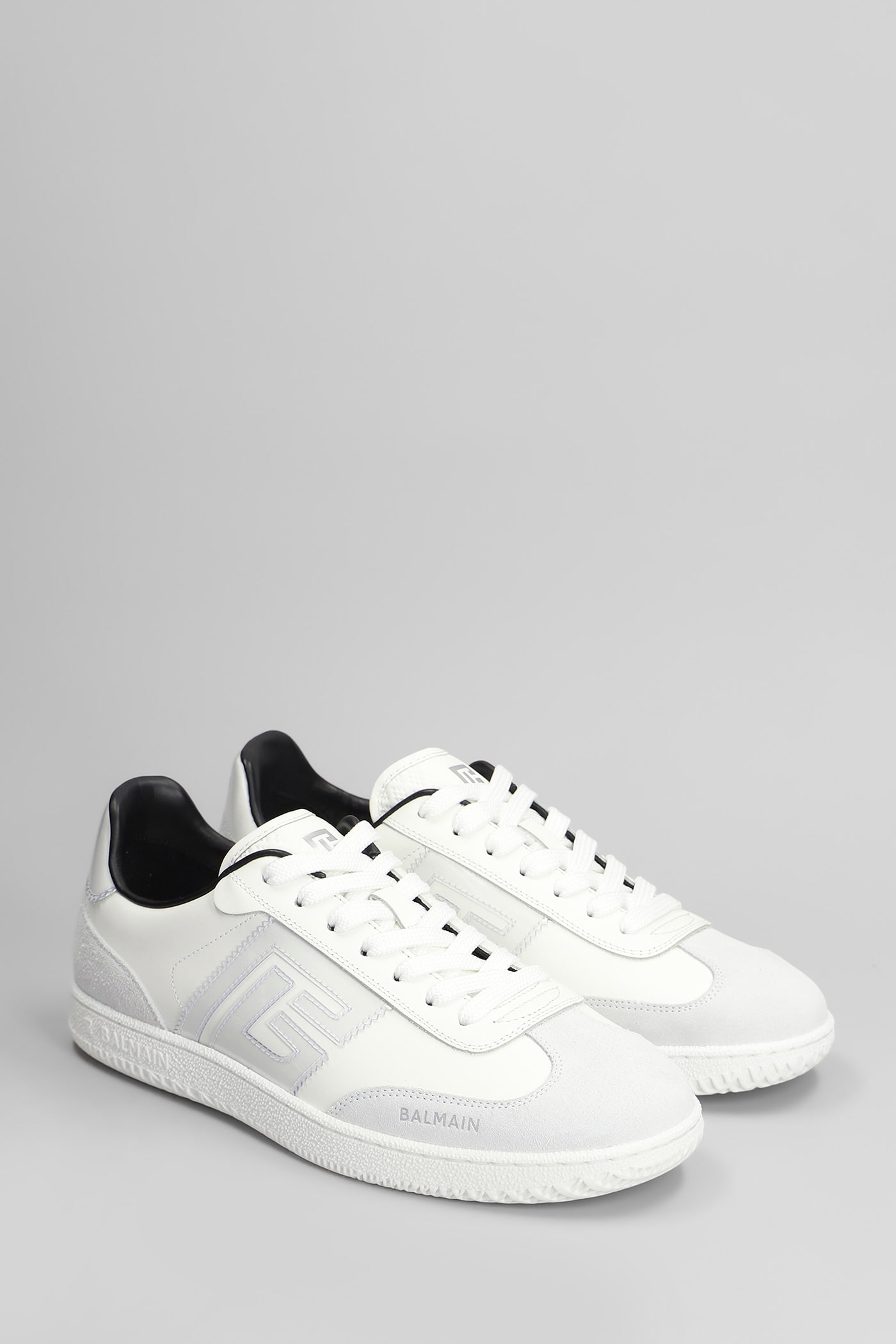 Balmain Swan Suede Sneakers In White Suede And Leather In White