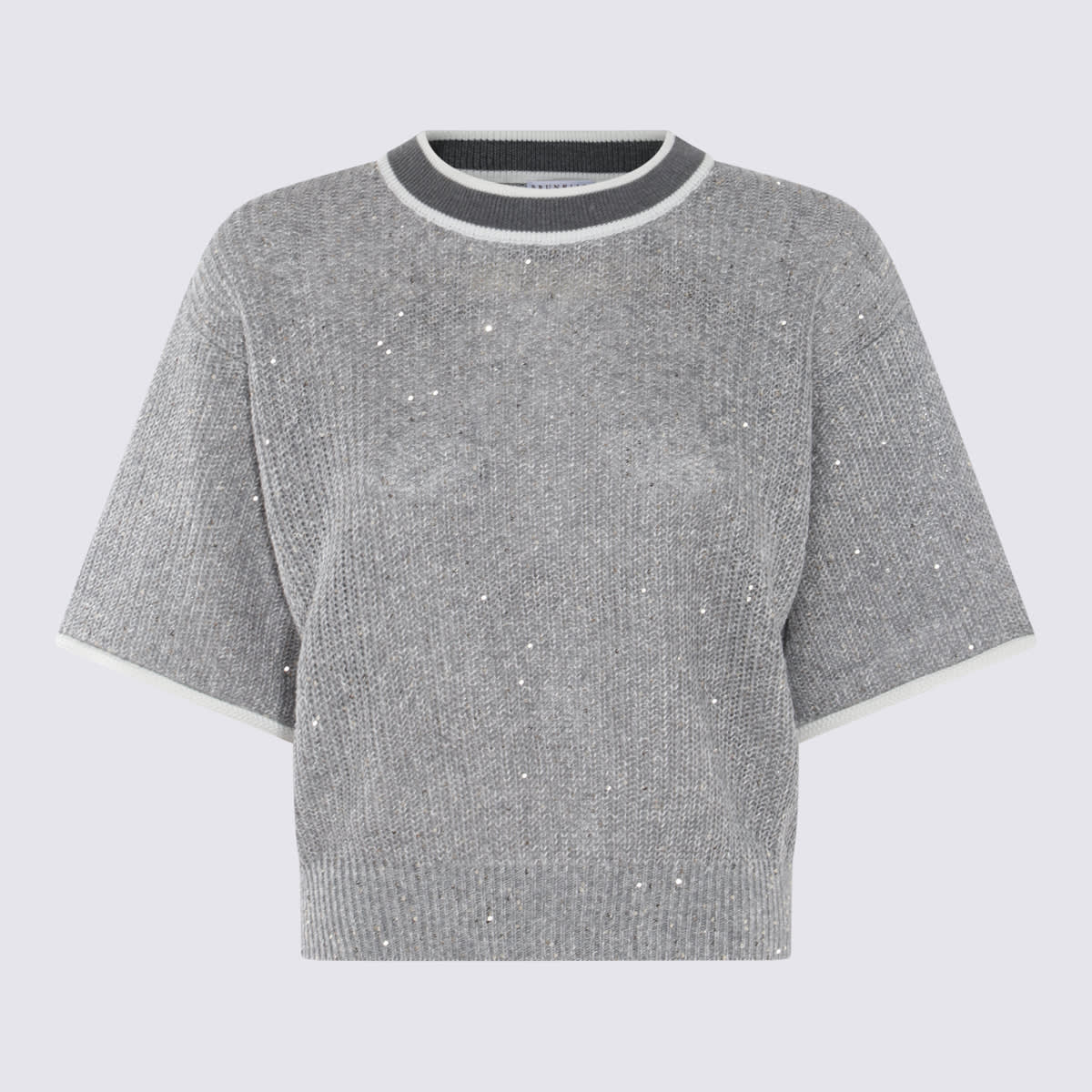 Shop Brunello Cucinelli Mid Grey Linen Blend Sweater In Grigio Medio