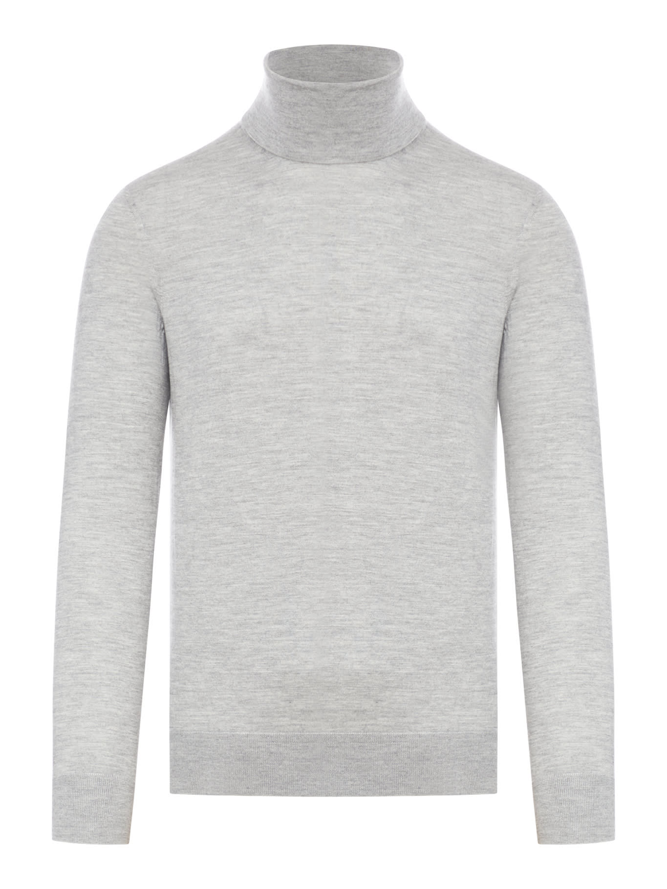 Shop Zegna Turtleneck, Regular Fit, Ribbed Bottom, Ribbed Collar In Grey Melange