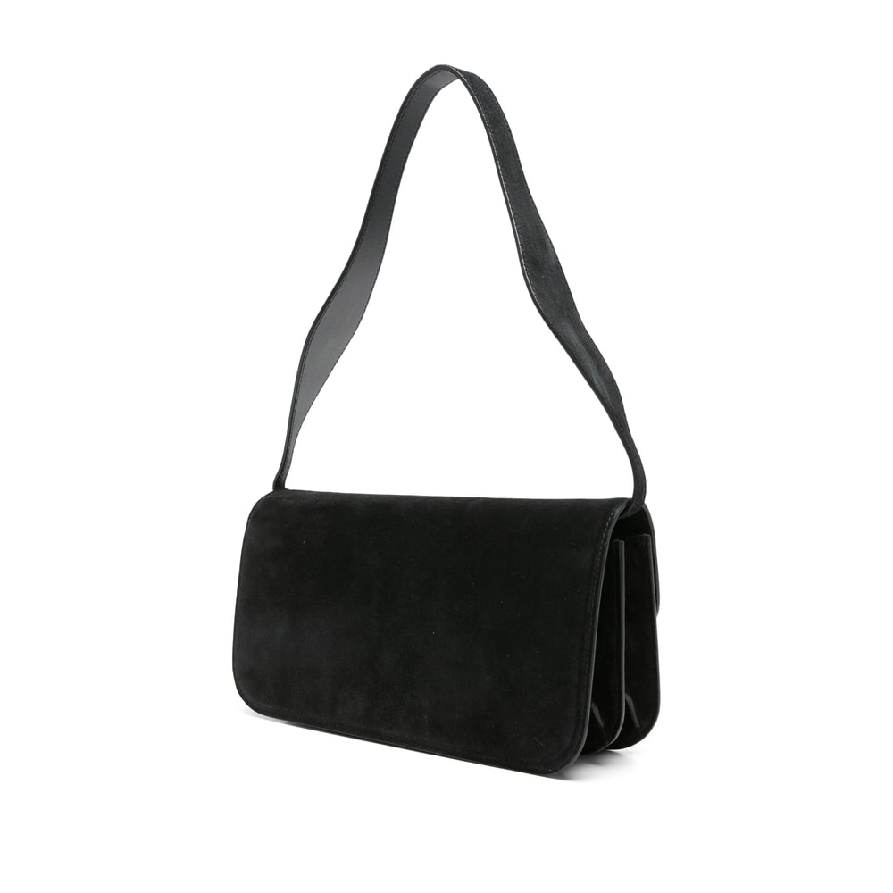 Neous Clasp-fastening Suede Shoulder Bag In Black