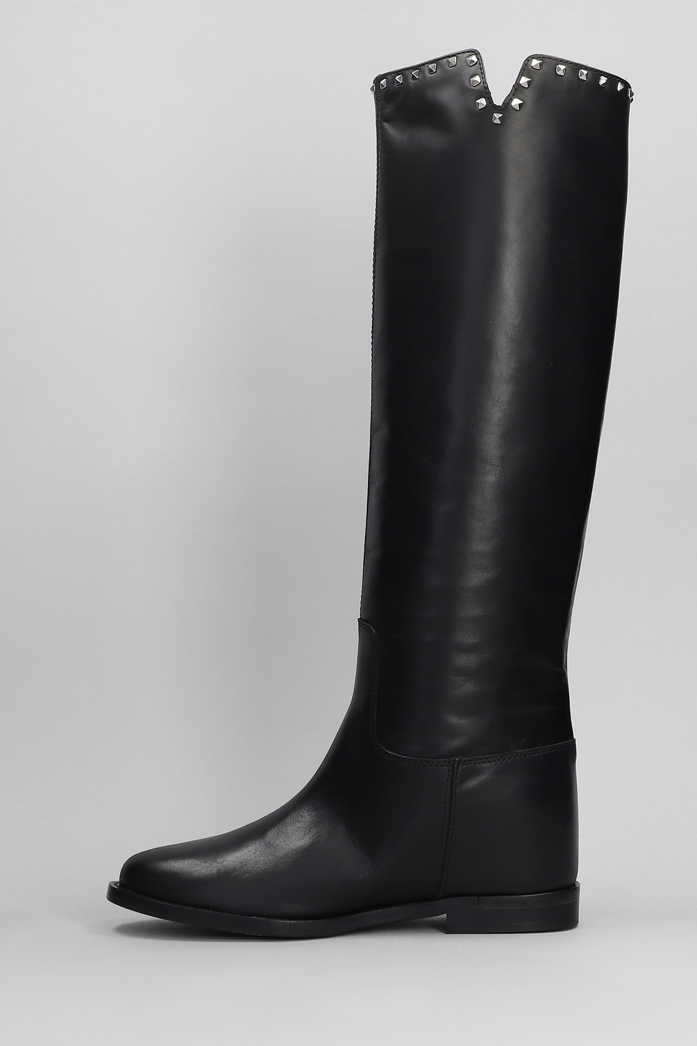 Via Roma 15 Studded 25mm Leather Boots In Black