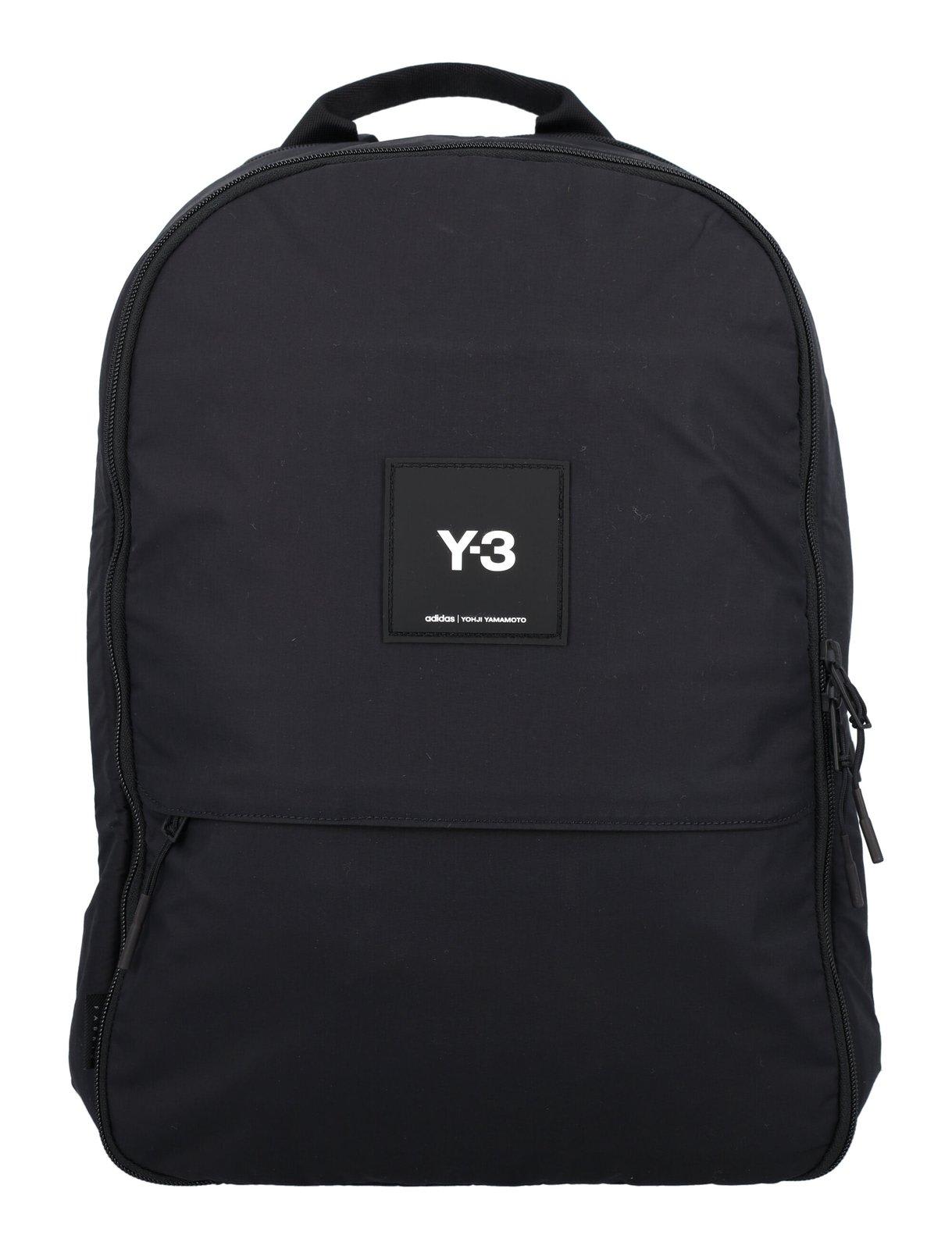 Y-3 Logo Printed Zipped Backpack In Black