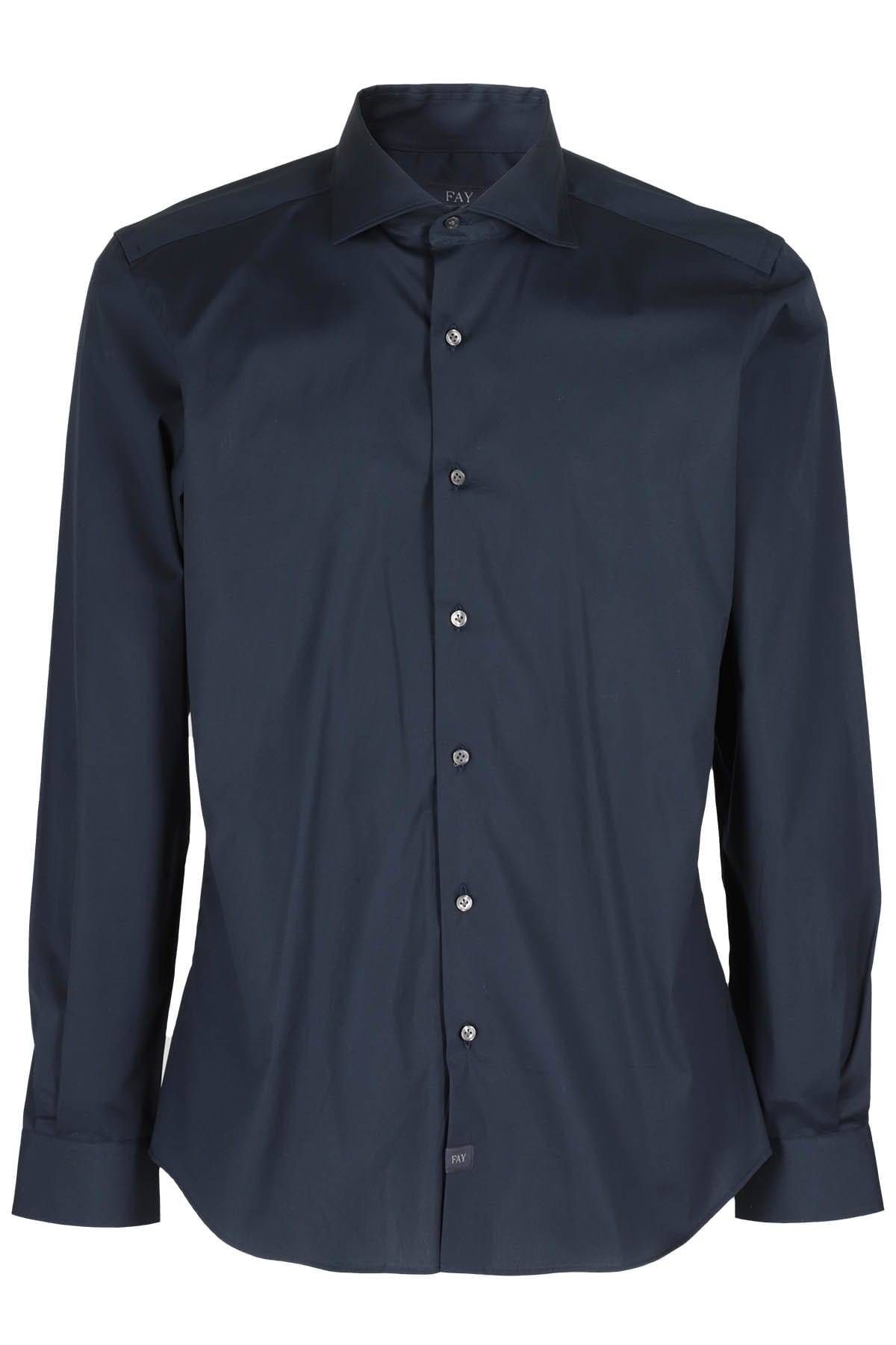 Shop Fay Camicia Collo Francese Stretch In Blu Navy