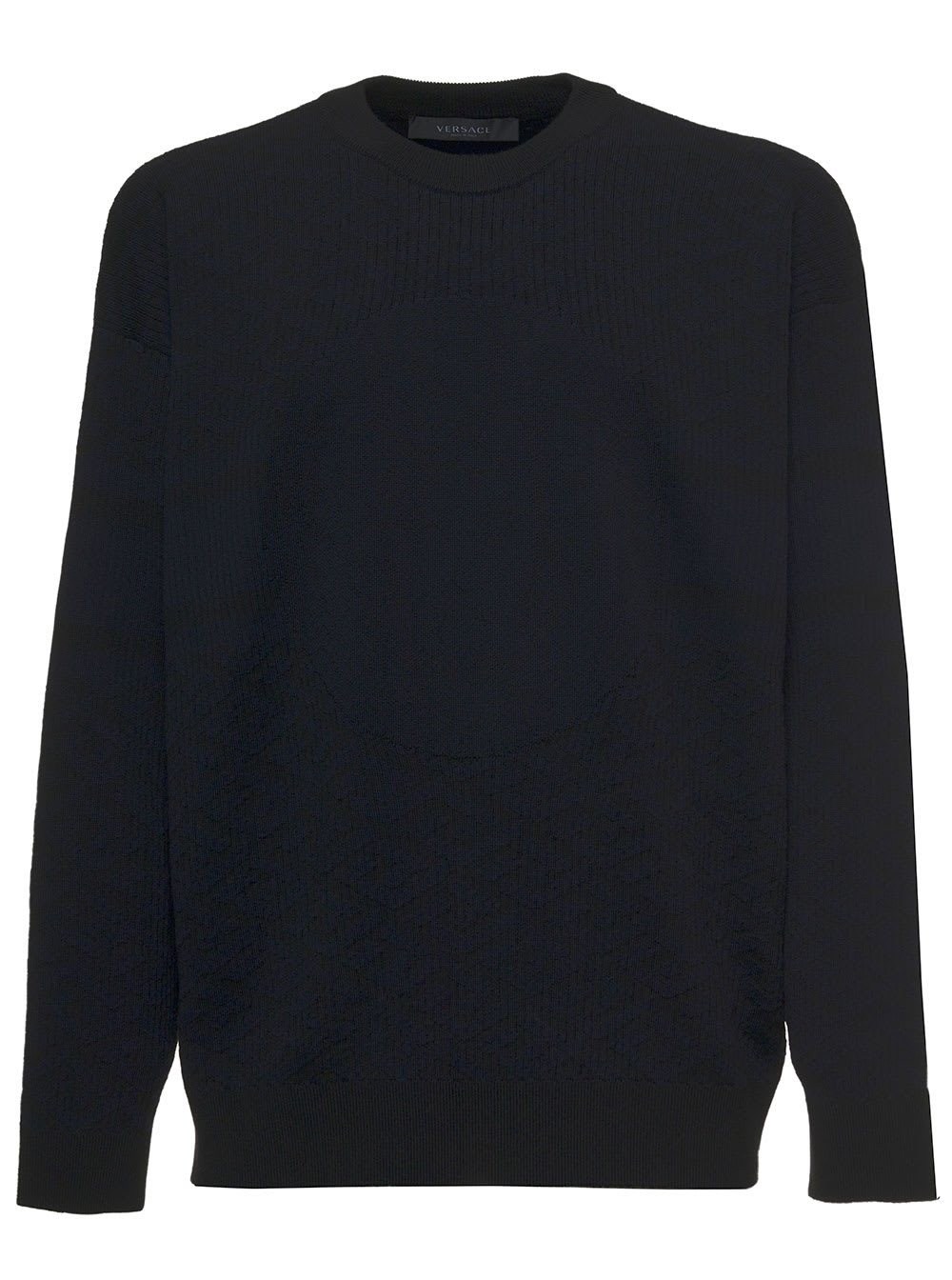 Versace Black Wool Blend Sweater With Logo