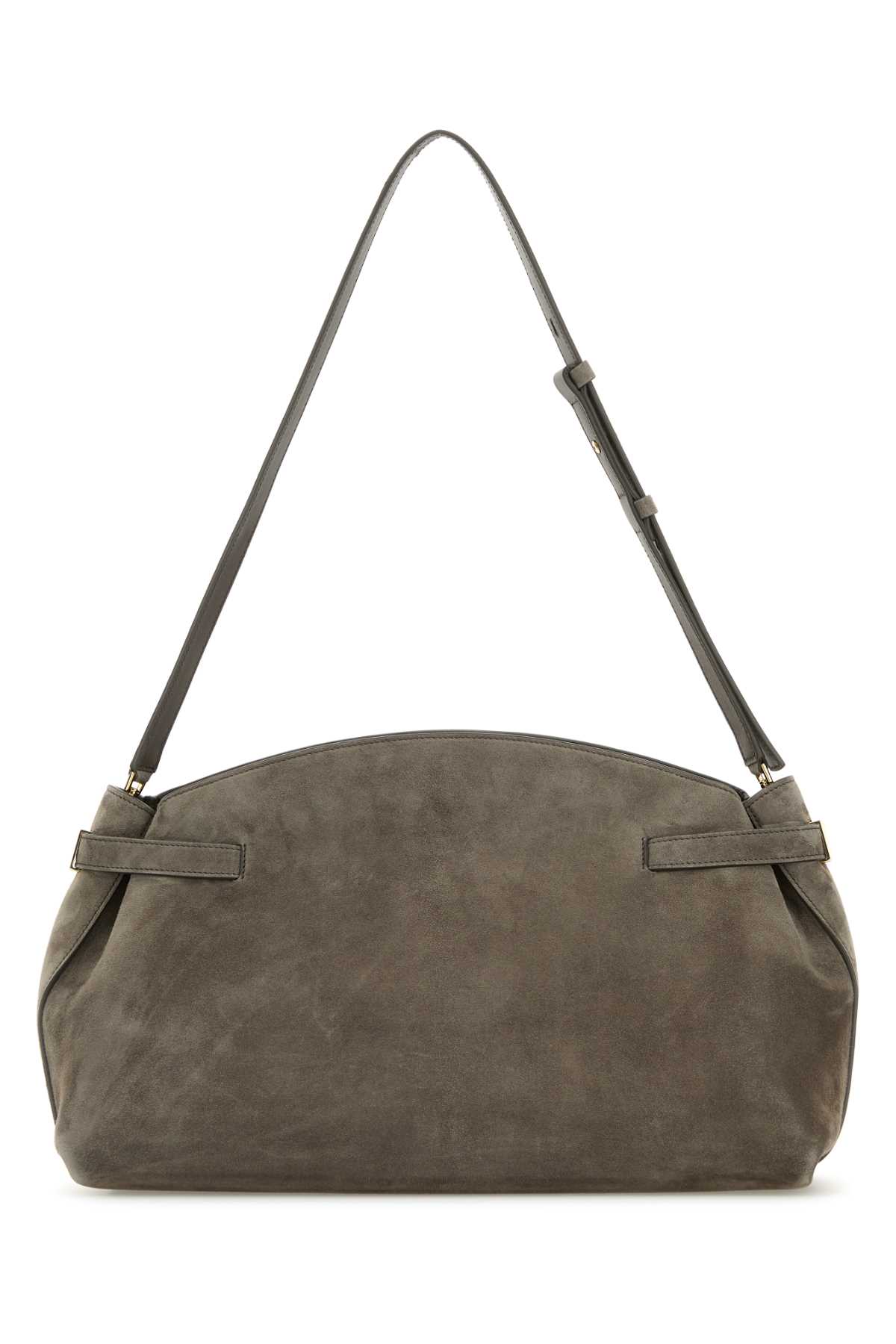 Shop Ferragamo Grey Suede Shoulder Bag In Concrete