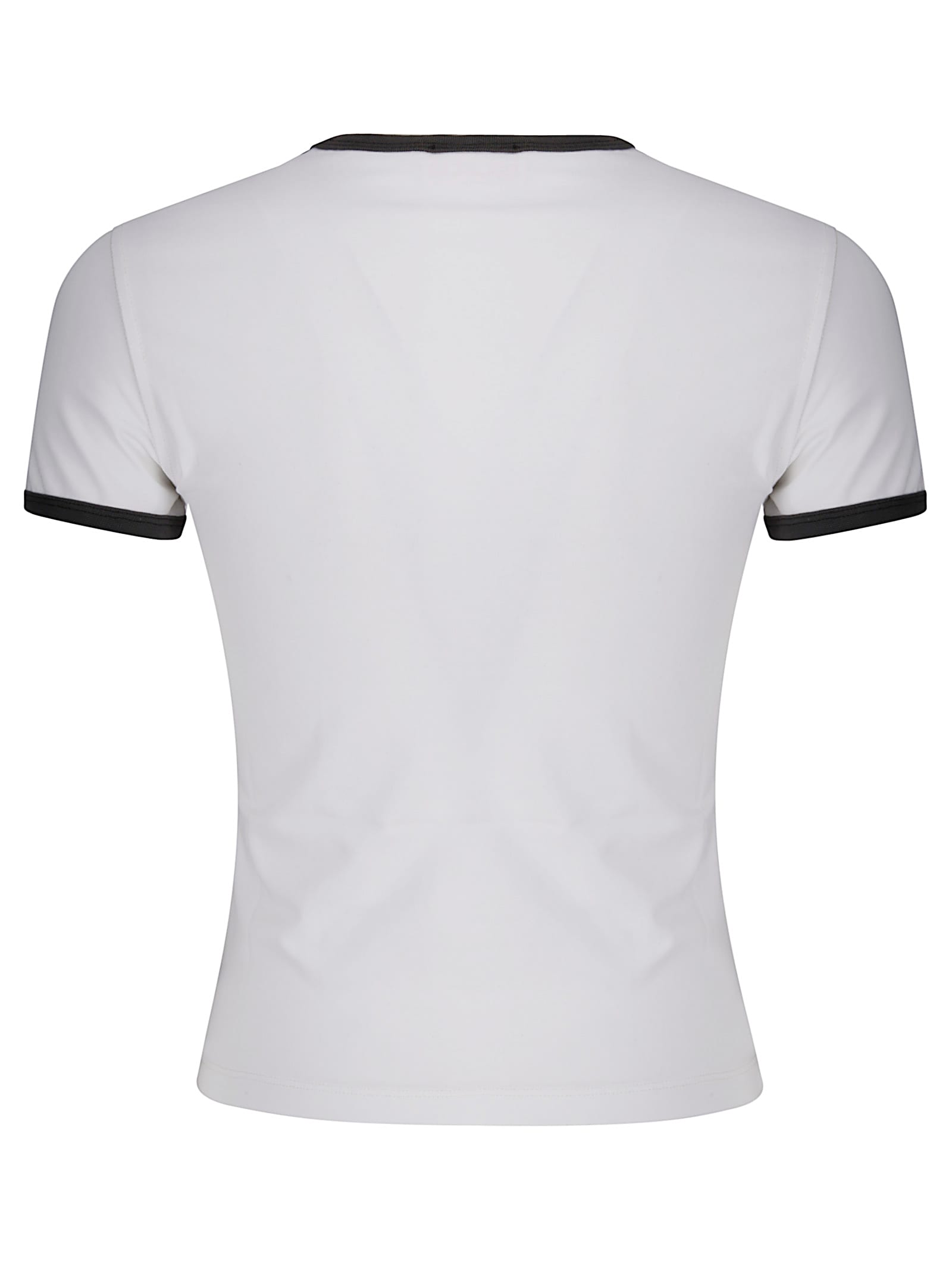 Diesel White Cotton T-shirt With Print And Contrasting Edges In Gray