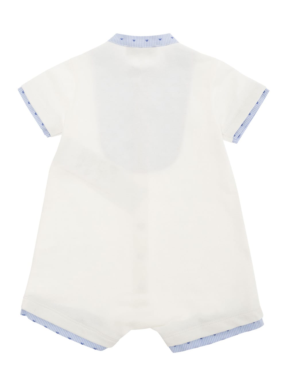 Shop Emporio Armani Light Blue And White Onesie With Stripe And Logo Motif In Cotton Baby In Multicolor