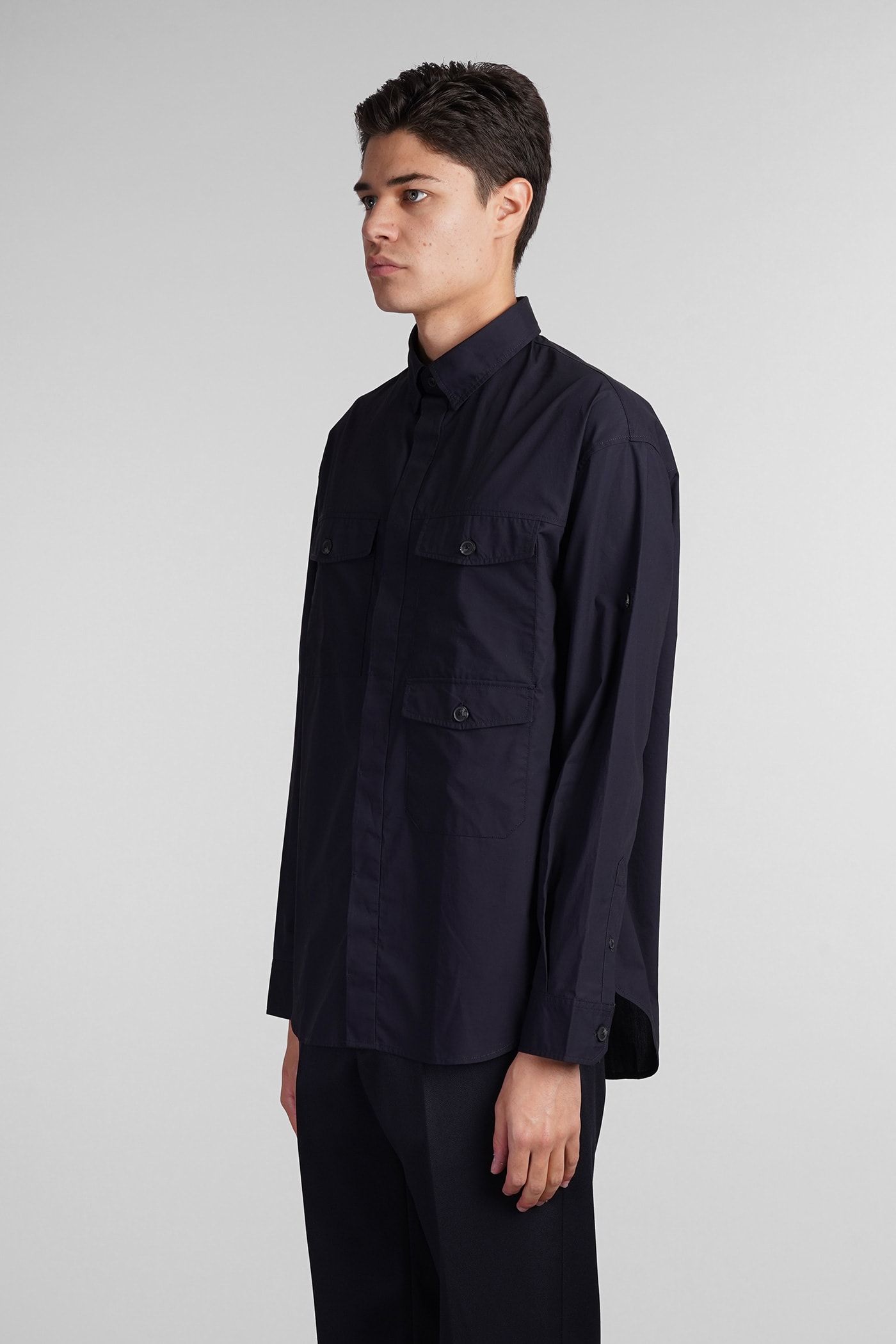 Shop Emporio Armani Shirt In Blue Cotton