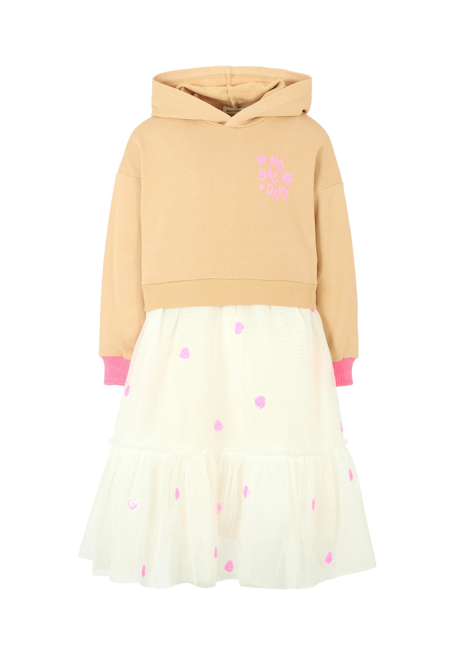Billieblush Beige Dress For Girl With Writing In Neutral