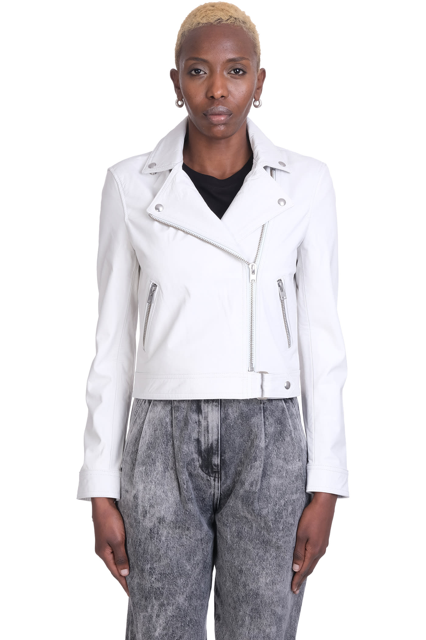 IRO Kotra Leather Jacket In White Leather