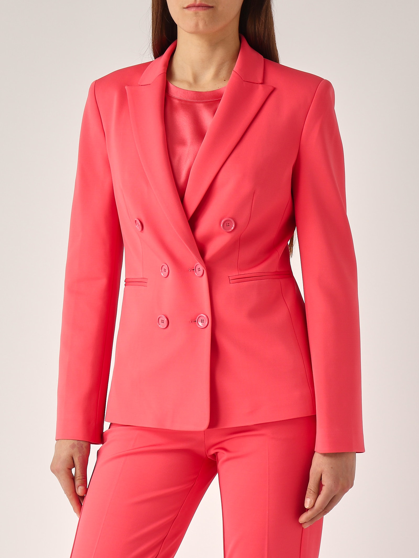 Pinko Alexia Giacca Punto Stoffa Scuba Blazer In Corallo
