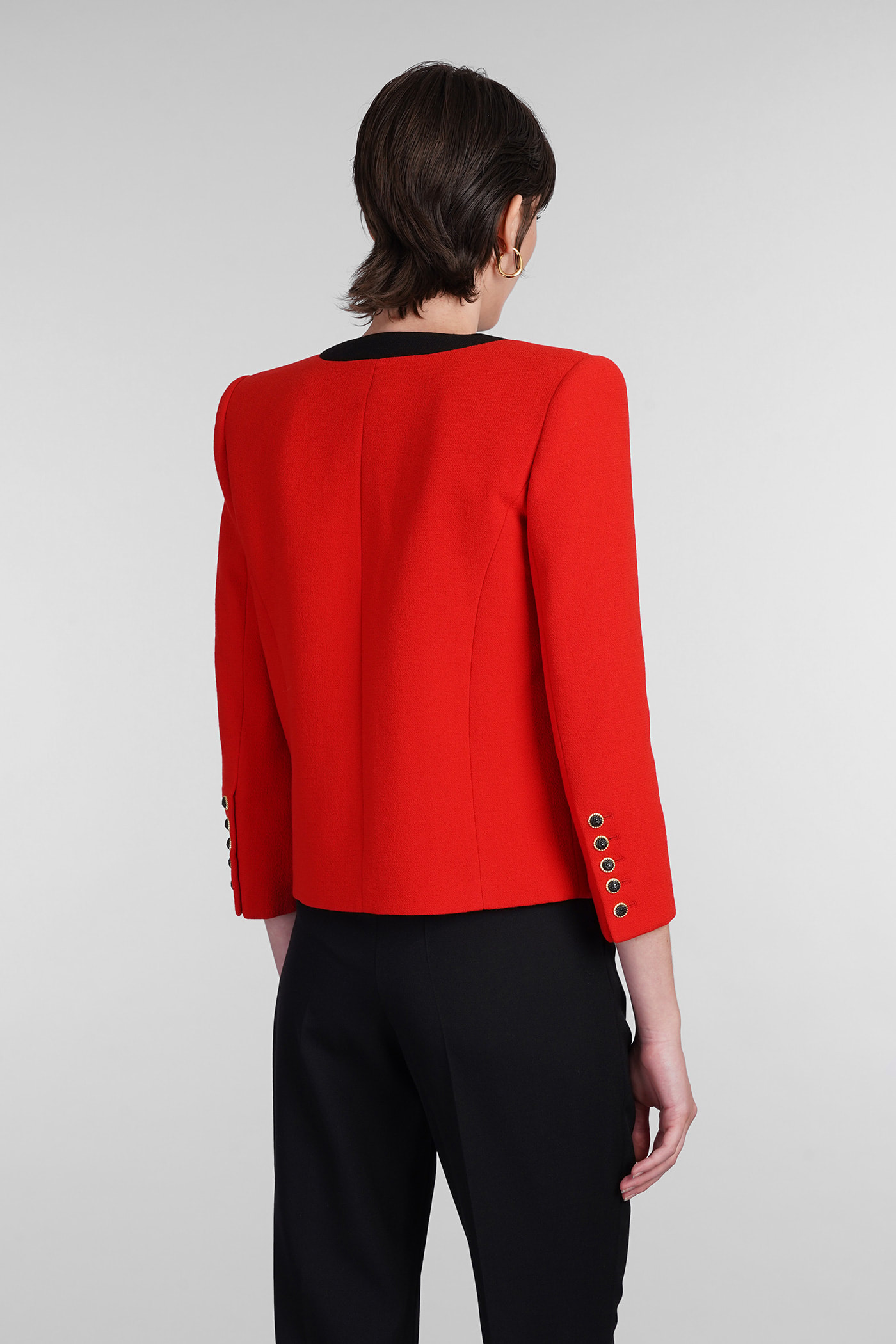 Shop Balmain Blazer In Red Wool