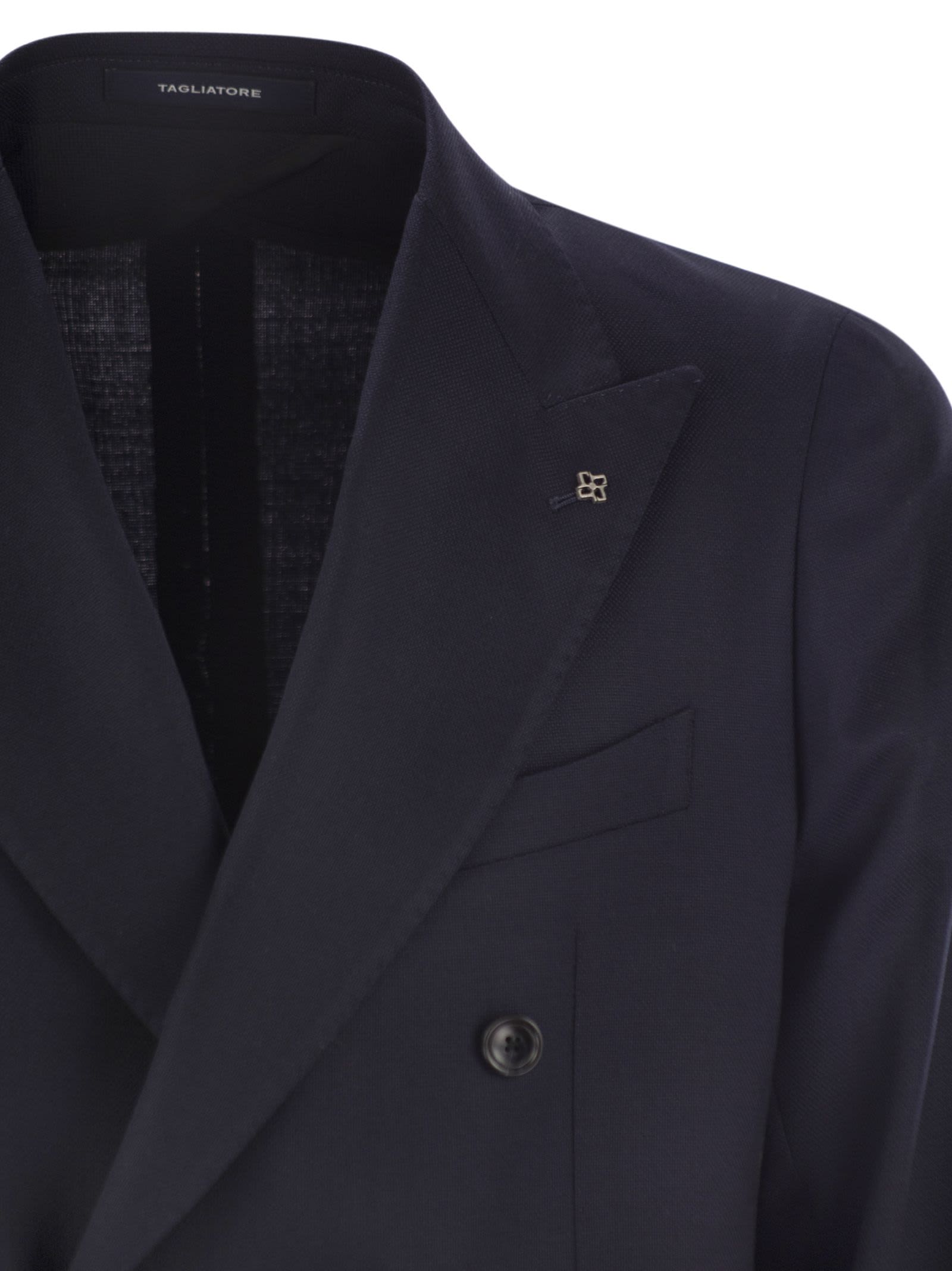 Shop Tagliatore Double-breasted Virgin Wool Jacket In Blue