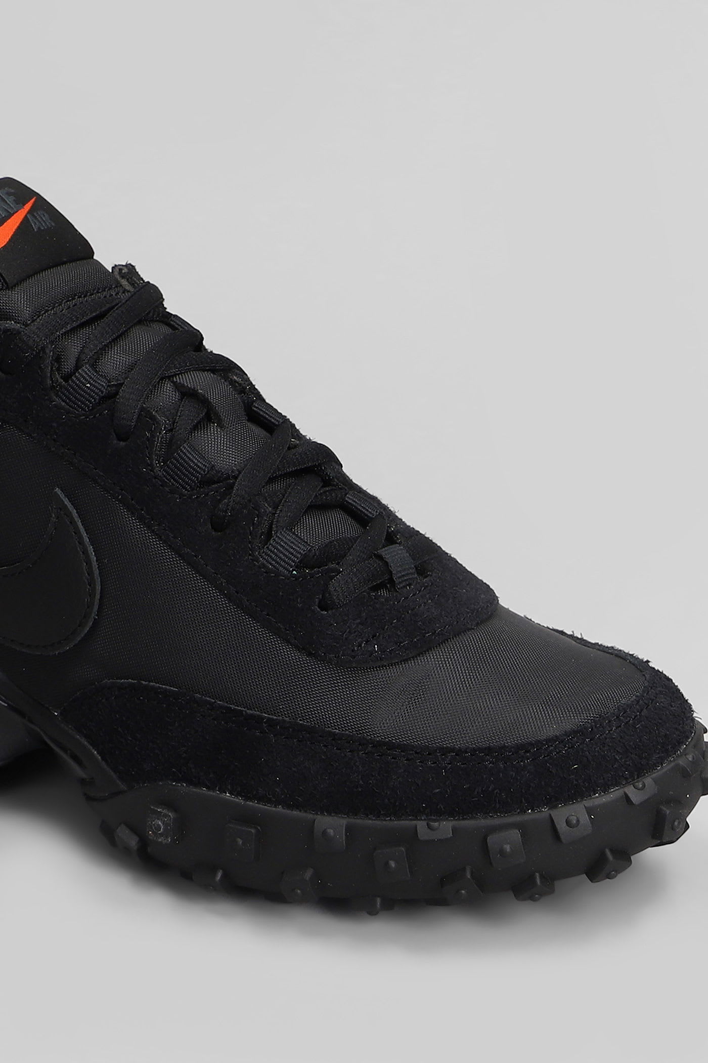 Nike Air Max Waffle Sneakers In Black Suede And Fabric In Black
