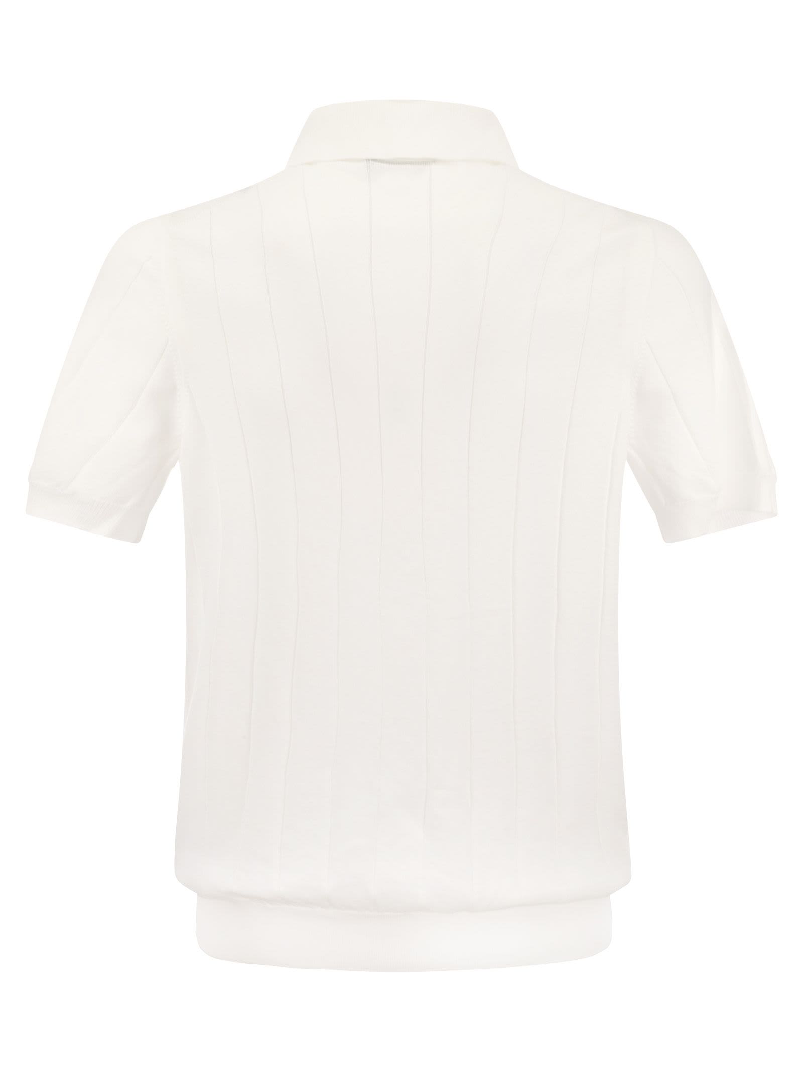 Shop Fay Knitted Polo Shirt In White