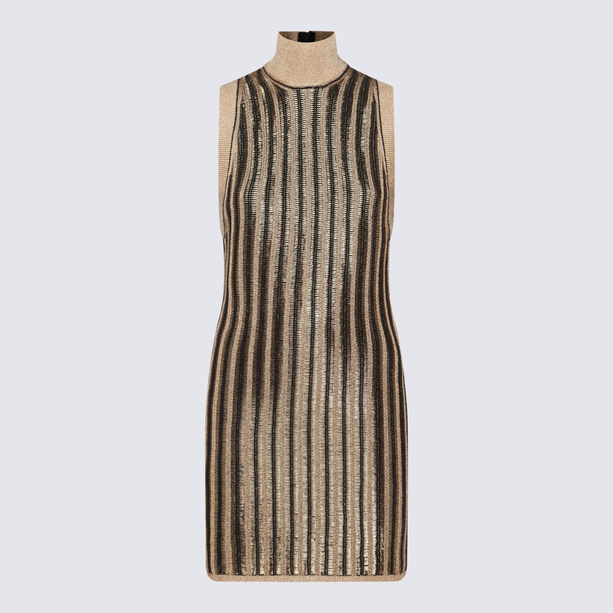 Shop Tom Ford Gold Tone Wool Mini Dress In Black