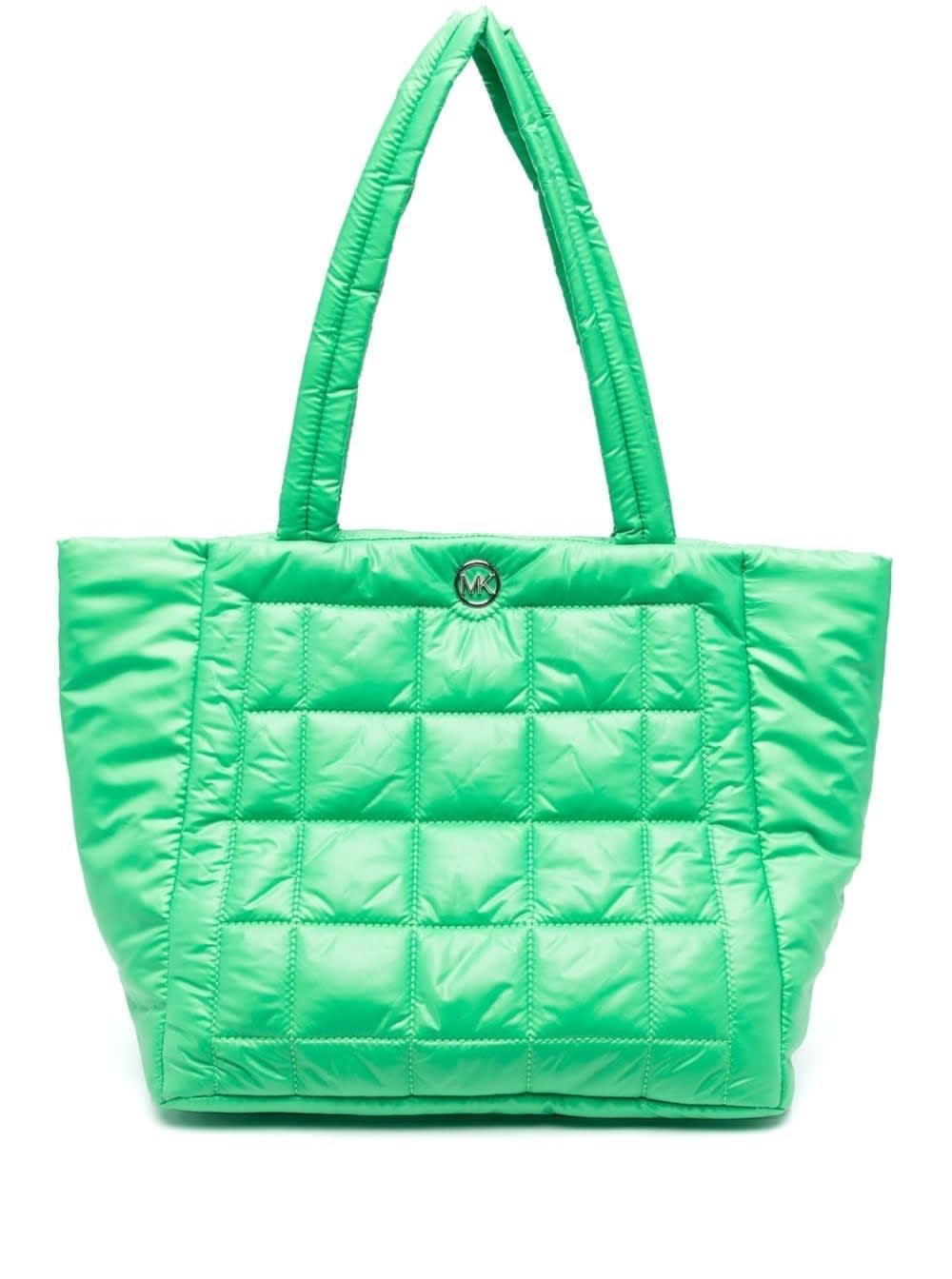 Shop Michael Michael Kors Green Large Lilah Tote Bag In Polyester Woman
