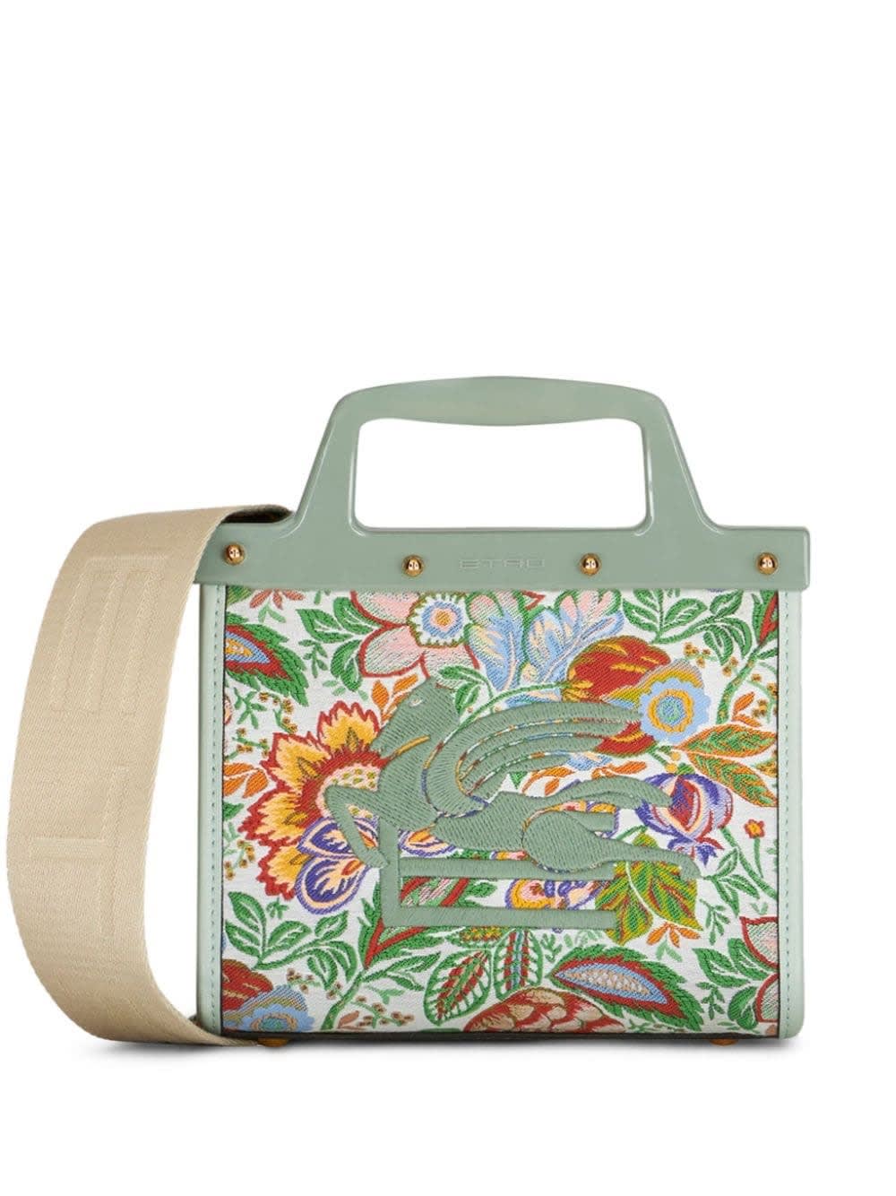 Shop Etro Floral Jacquard Small Love Trotter Shopping Bag In Green