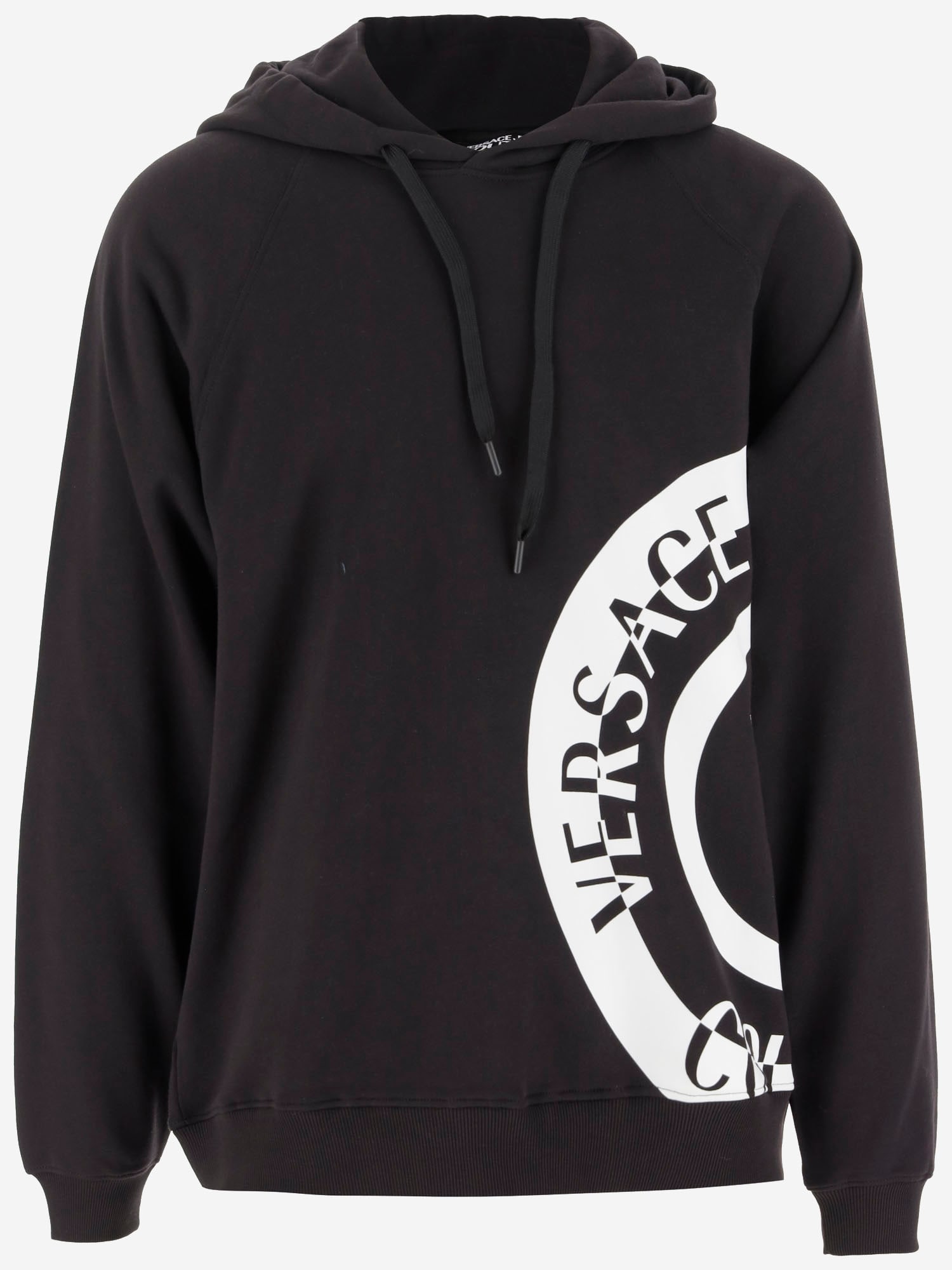 Shop Versace Jeans Couture Cotton Sweatshirt With Logo In Black