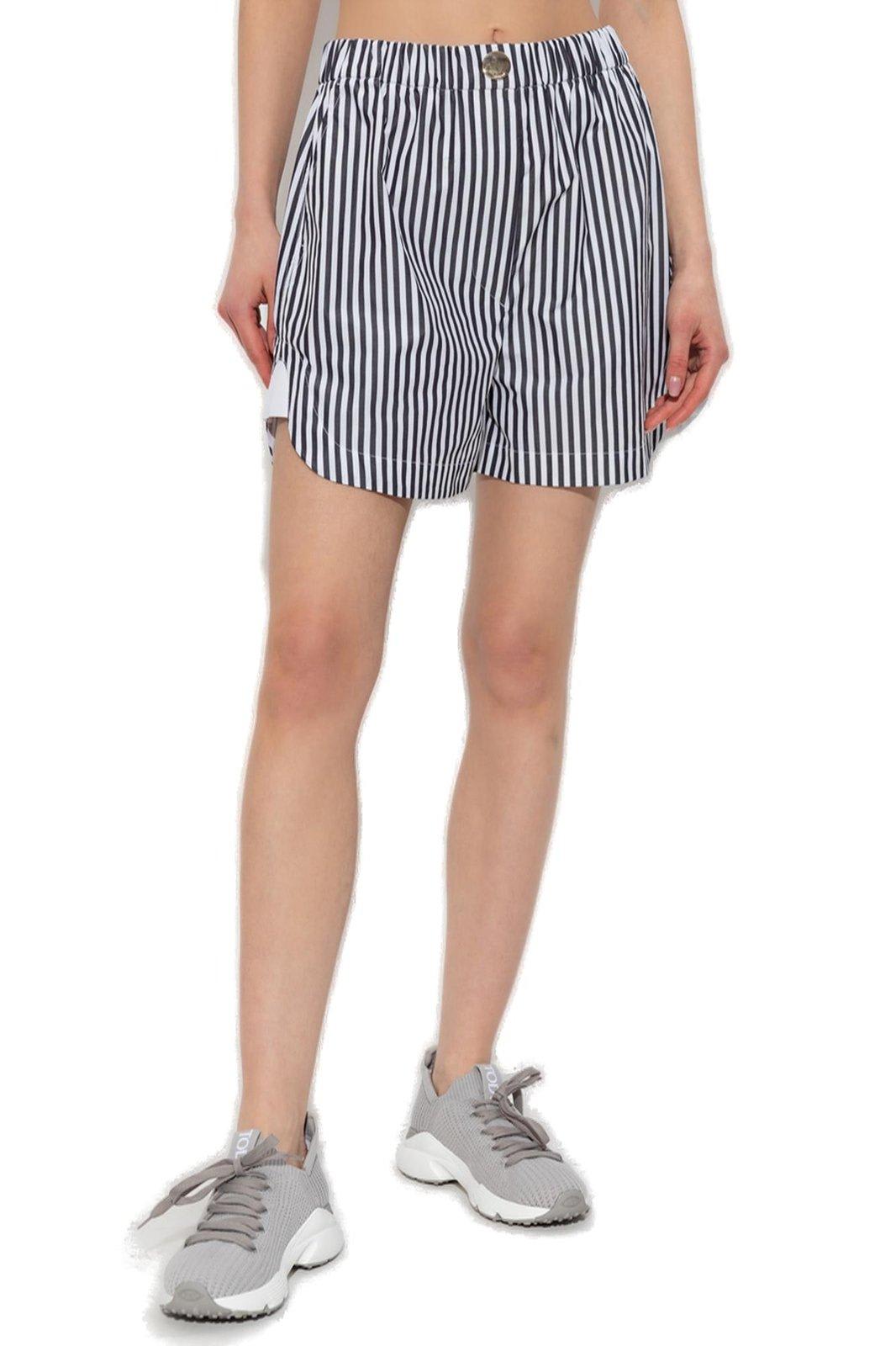 Sportmax Striped Patch Pocket Elasticated Shorts In Black