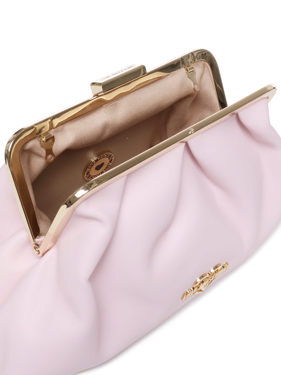 Shop Love Moschino Shoulder Bag With Logo Plaque In Pink
