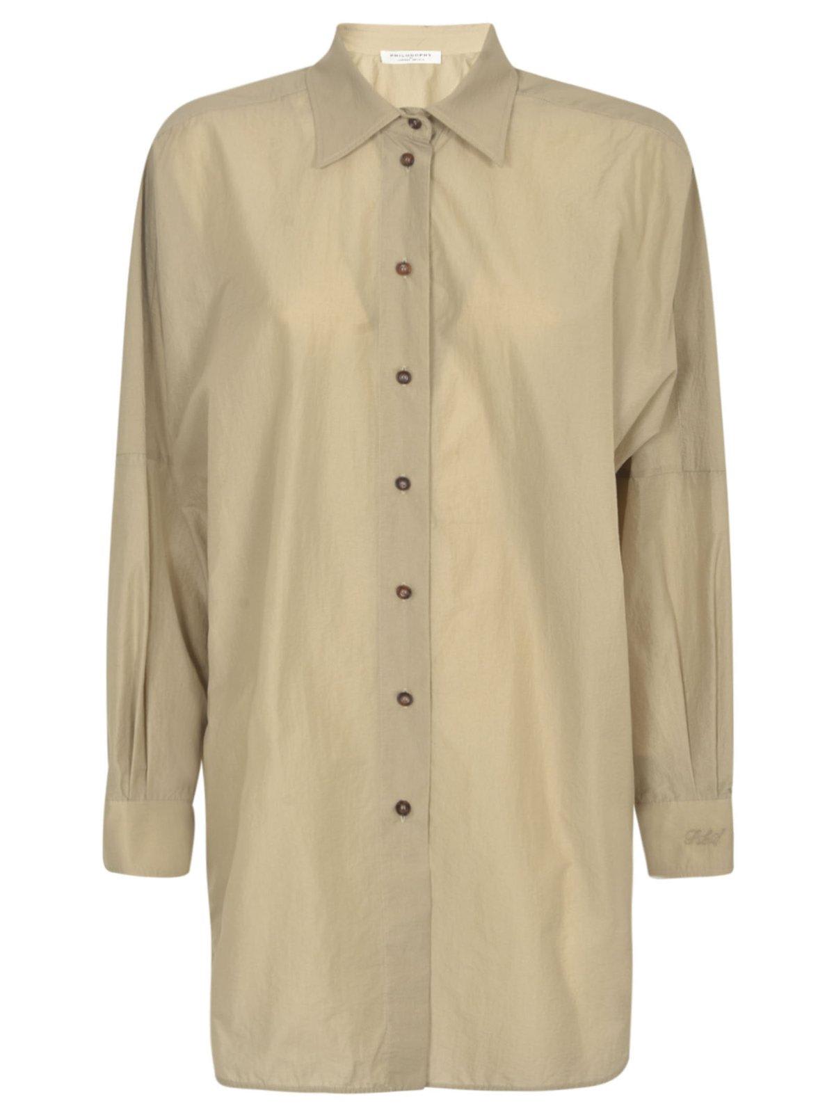 Shop Philosophy Di Lorenzo Serafini Drop Shoulder Oversize Shirt In Grey