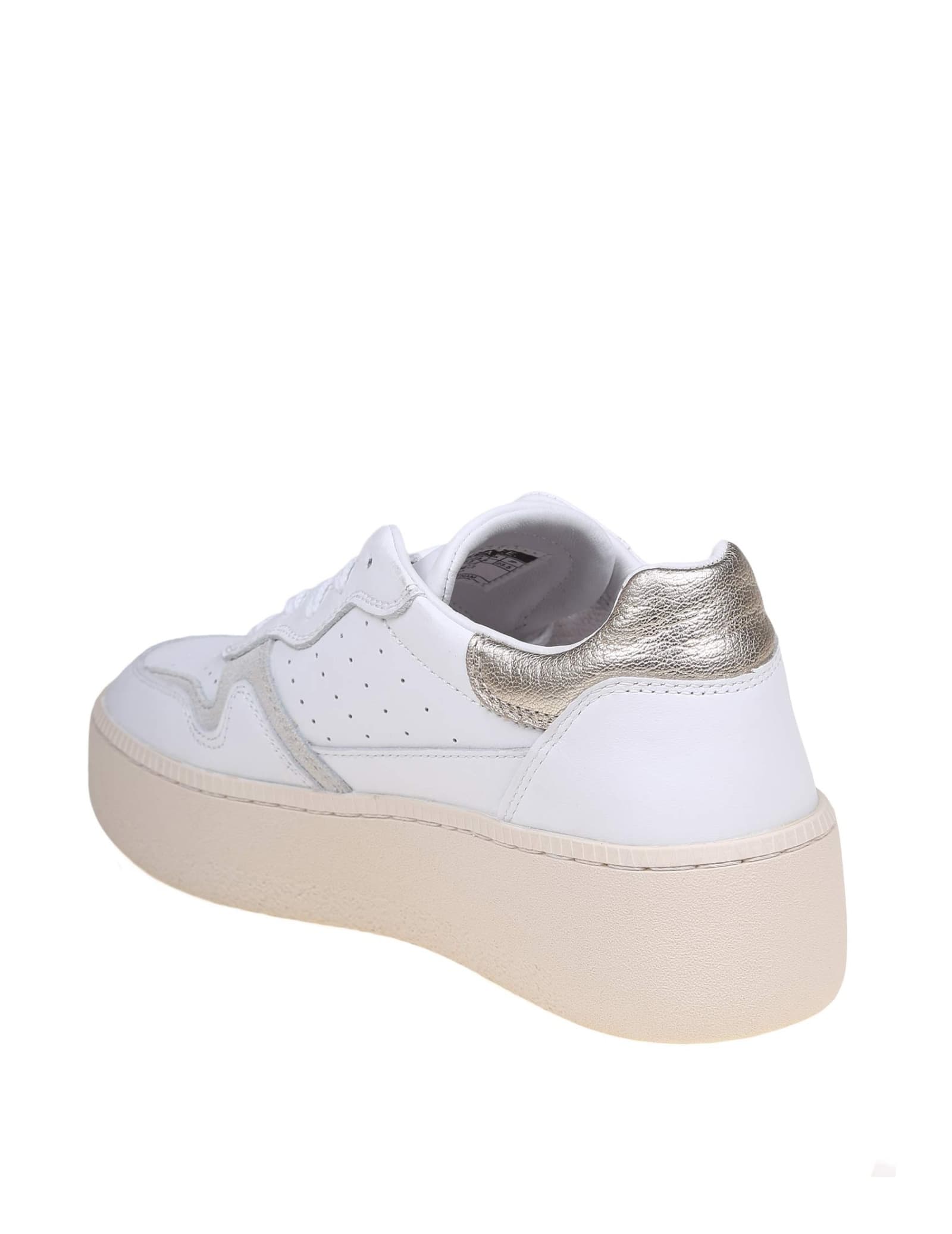 Shop Date Step Sneakers In White Leather In Platinum
