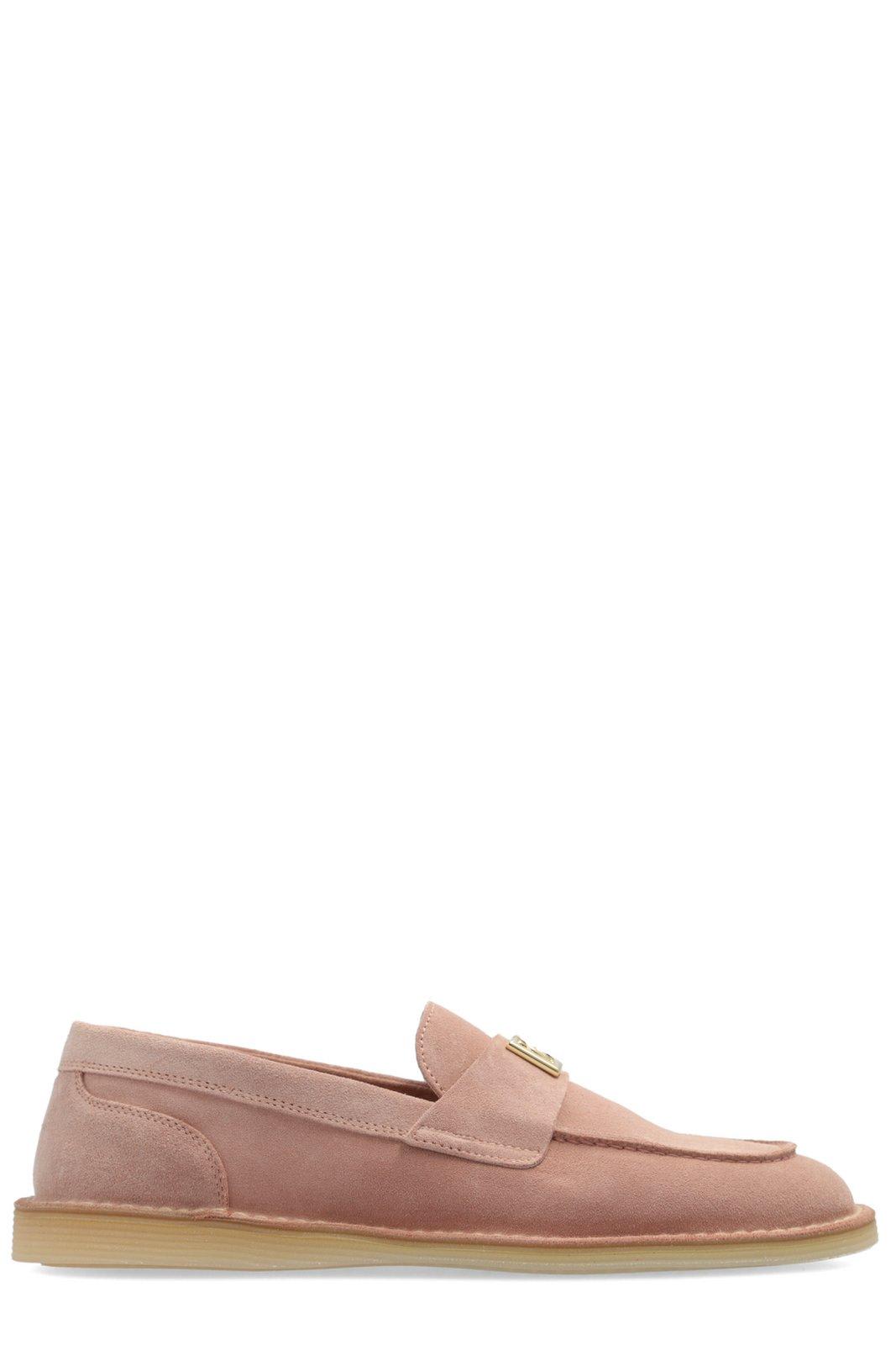 Dolce & Gabbana Logo Plaque Loafers In Pink