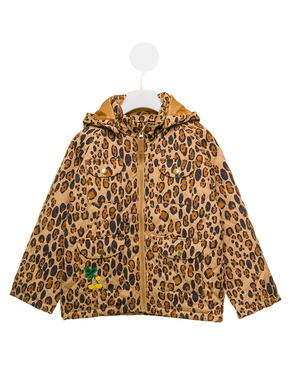 Mini Rodini Brown / Black Leopard Print Jacket In Cotton Blend Padded Design