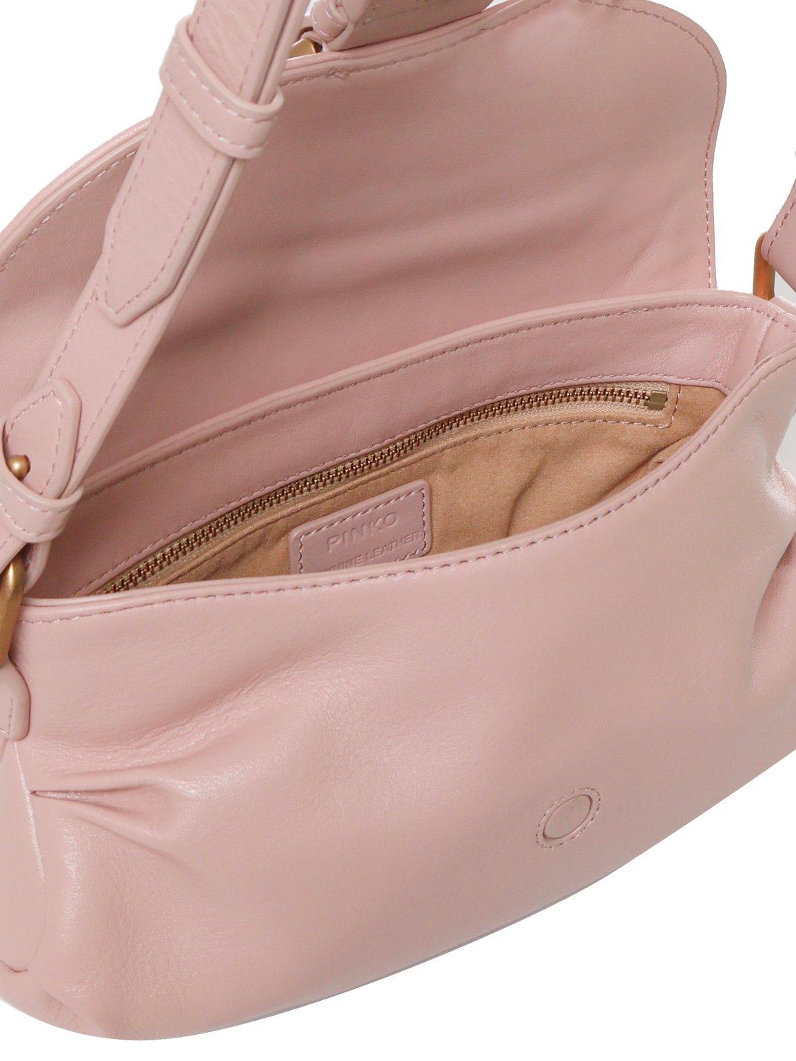 Shop Pinko Mini Jolene Shoulder Bag In Cipria-chocolate Gold